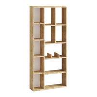 BÜCHERREGAL mit 12 Fächern Dekor Saphir-Eiche 18/170/75 cm - Eichefarben, Holzwerkstoff (75/170/18cm) - Calicosy