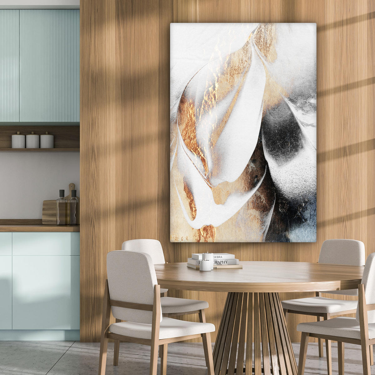 LEINWANDBILD Luxus - Abstrakt - Gold - Weiß 90x140 cm - Goldfarben, Textil (90/140cm) - MuchoWow