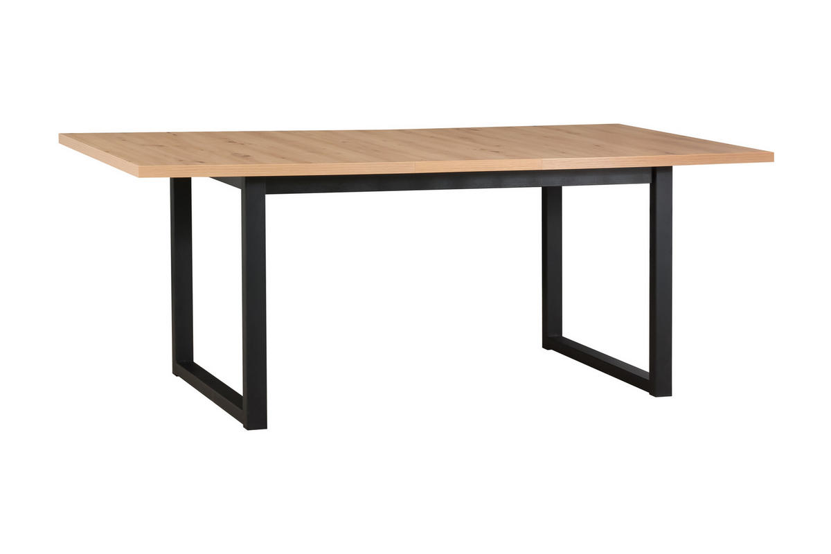 ESSTISCH Ikon 3 - Schwarz/Eiche Artisan, Holz/Metall (80/140/78cm) - Leaf Design