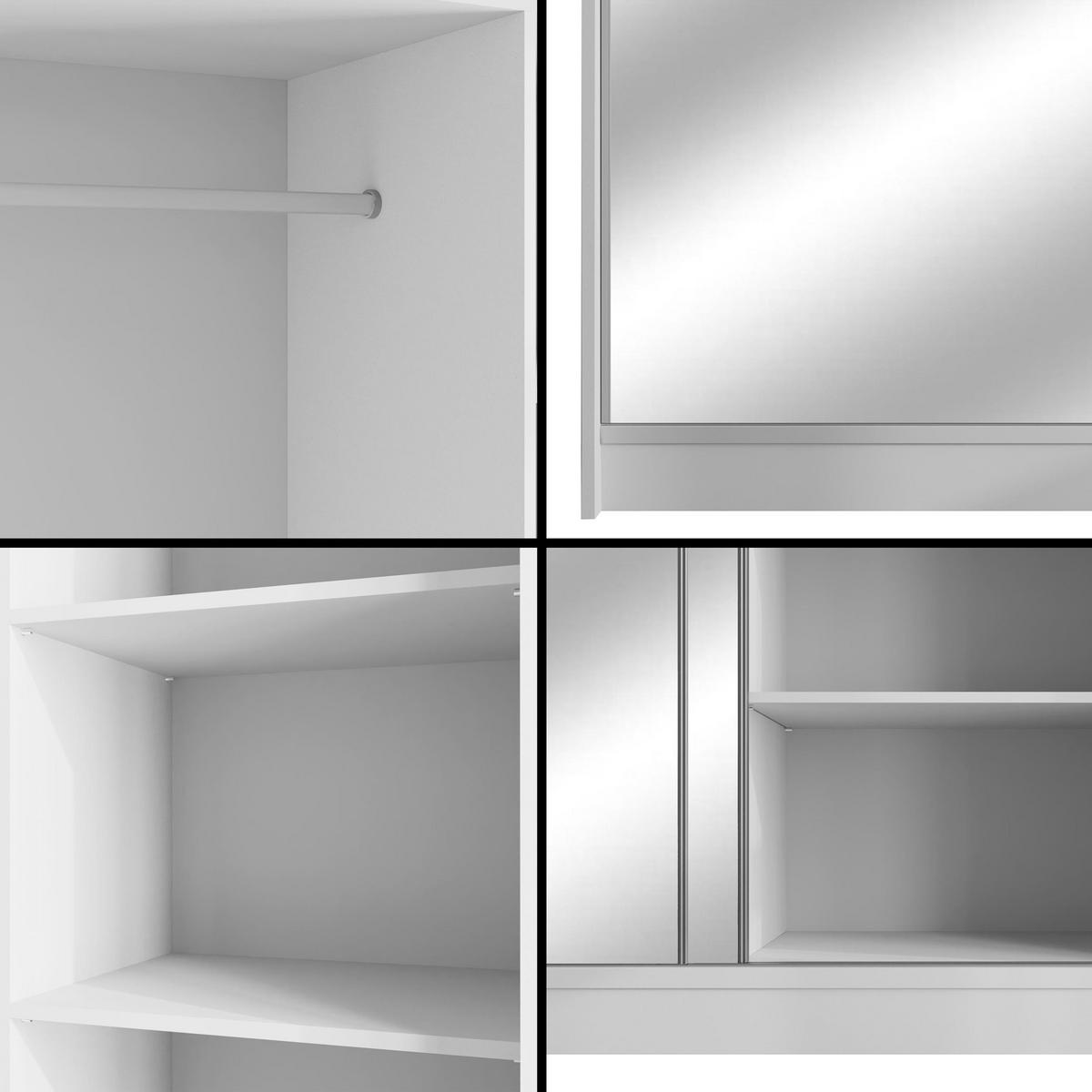 KLEIDERSCHRANK AMOHA - 250 cm - Weiß - Weiß, Holzwerkstoff (250/215/61cm) - ALTDECOR