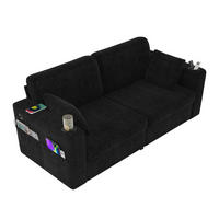 2-SITZER Sofa 172/75/82 cm mit USB-Anschlüssen, Stauraumschubladen und Getränkehaltern, Chenille, Schwarz - Schwarz, Textil (172/82/75cm) - Redom