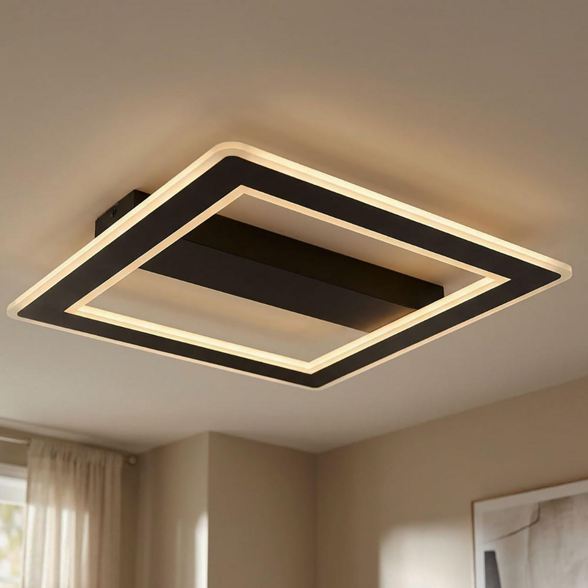 LED DECKENLEUCHTE Schwarz Matt Opal - Schwarz, Metall (45/45/5cm) - Globo Lighting