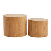 COUCHTISCH Oval Helles Holz 2er-Set WOODY - Hellbraun, Holz (48/33/40cm) - Miliboo