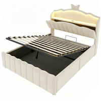 KINDERBETT 140/200 cm DE-32687 mit Hydraulik und LED Beige - Beige, Metall (140/200cm) - ComfortXL