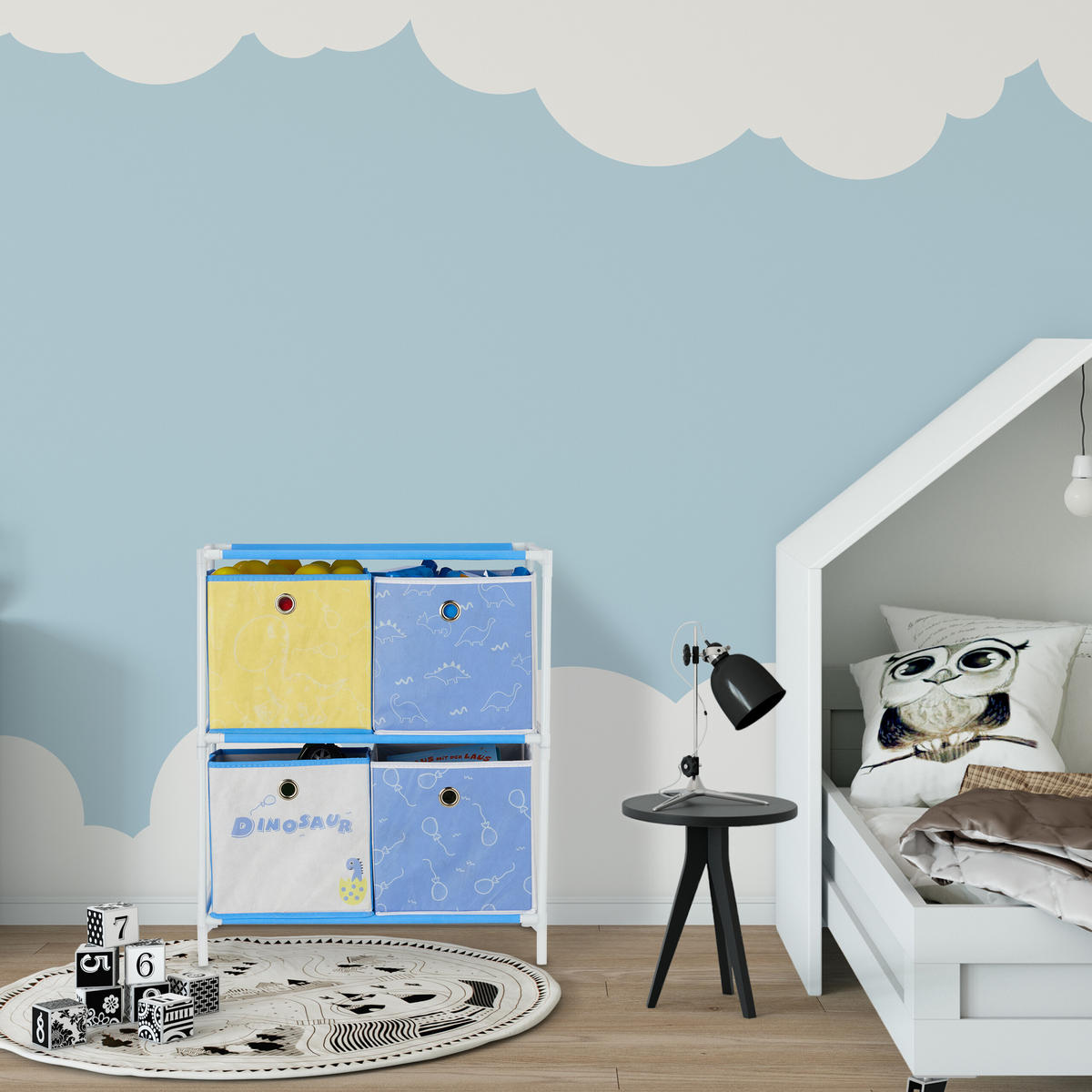 KINDERREGAL Dino - Multicolor, Kunststoff/Textil (27.5/89/30cm) - Relaxdays