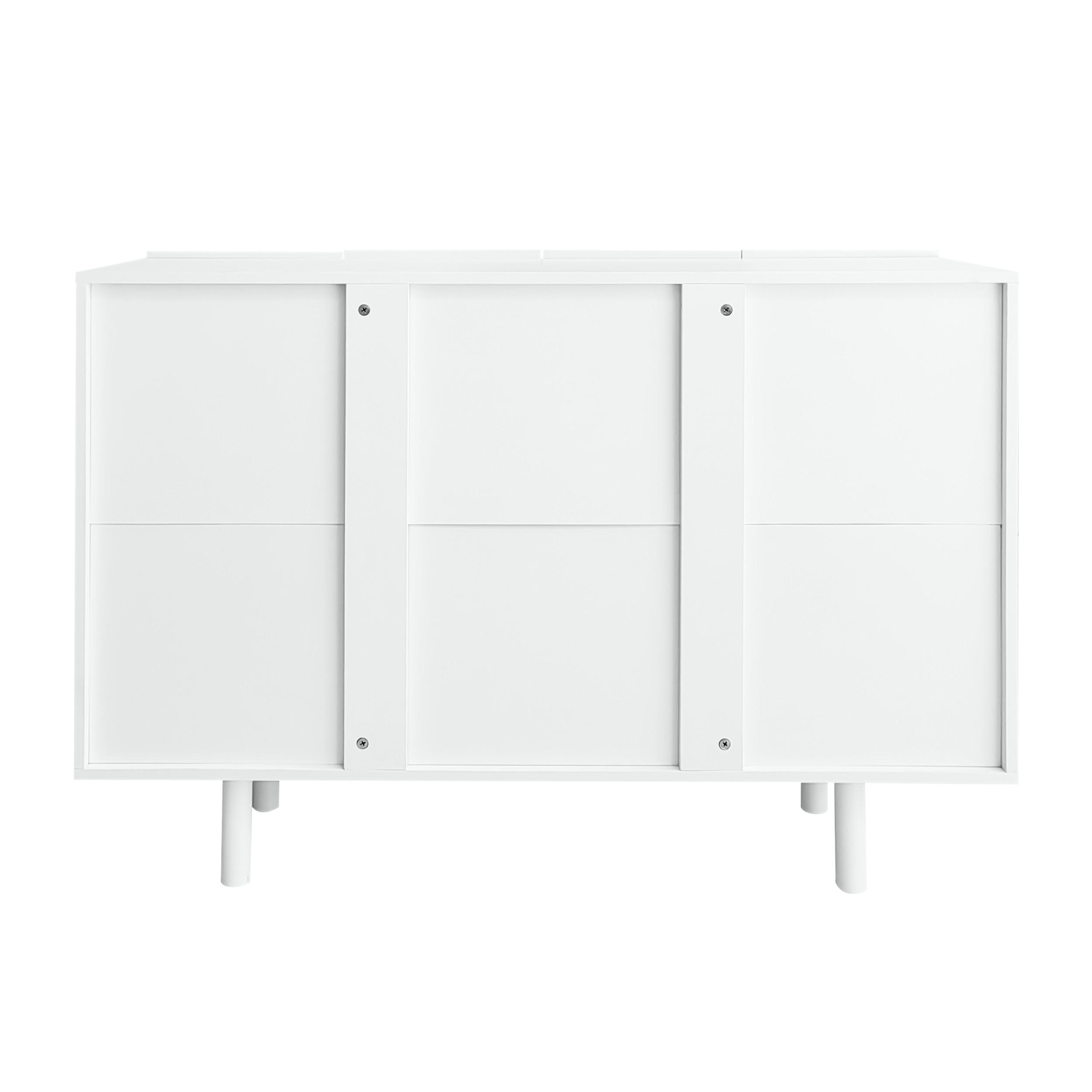 SIDEBOARD 120/37,5/80,8 cm Weiß aus MDF mit 4 Türen - Weiß, Holzwerkstoff (120/80.8/37.5cm) - OKWISH