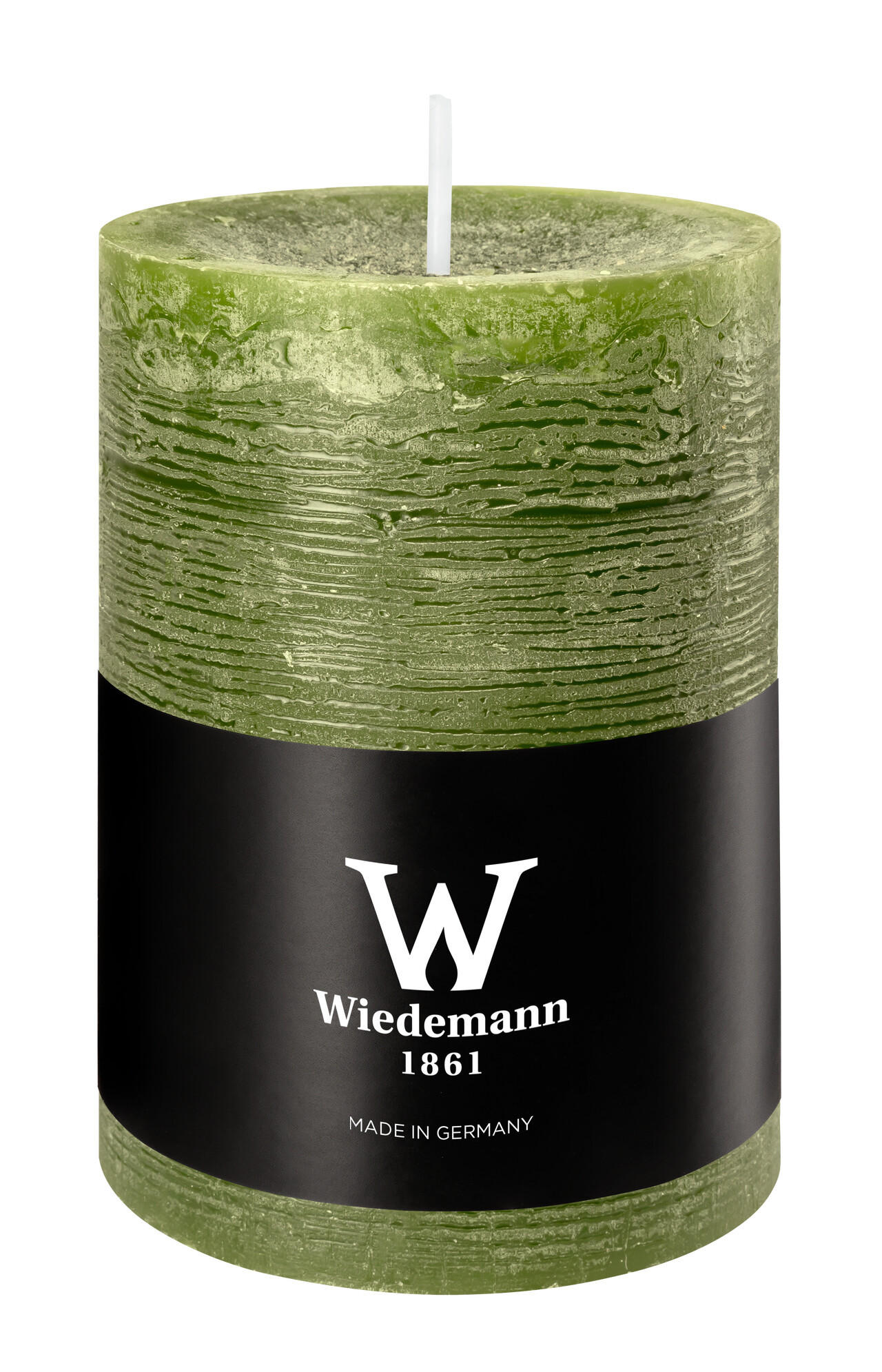 STUMPENKERZE Rustik Marble Style Olive 100 x Ø 68 mm, 1 Stück - Olivgrün, Paraffin (7/10cm) - Wiedemann Kerzen
