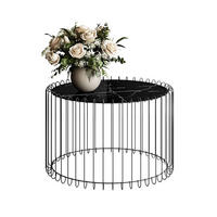 COUCHTISCH MARBELLE mit Marmorplatte, schwarzer Marmor/Schwarz - Schwarz, Metall (60/60/39cm) - Lookway