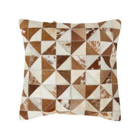 PATCHWORK-KISSEN Fell & Leder 45/45 cm geometrisch - Multicolor, Leder/Textil (45/45cm) - Homescapes