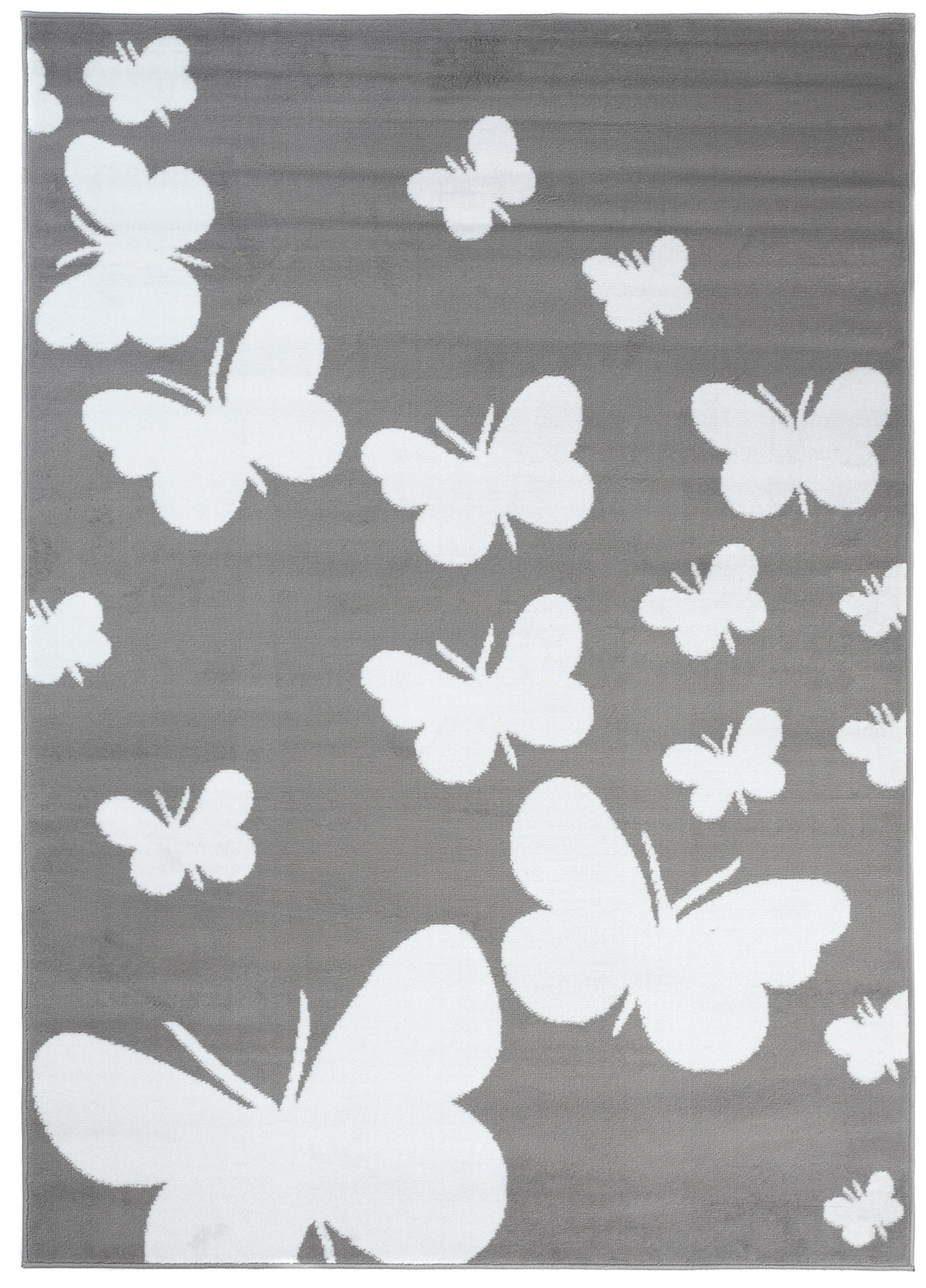 TEPPICH LUXURY Grau Schmetterlinge Design 180/250 cm - Grau, Textil (180/250cm) - Tapiso