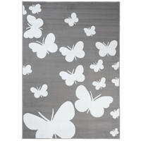 TEPPICH LUXURY Grau Schmetterlinge Design 180/250 cm - Grau, Textil (180/250cm) - Tapiso