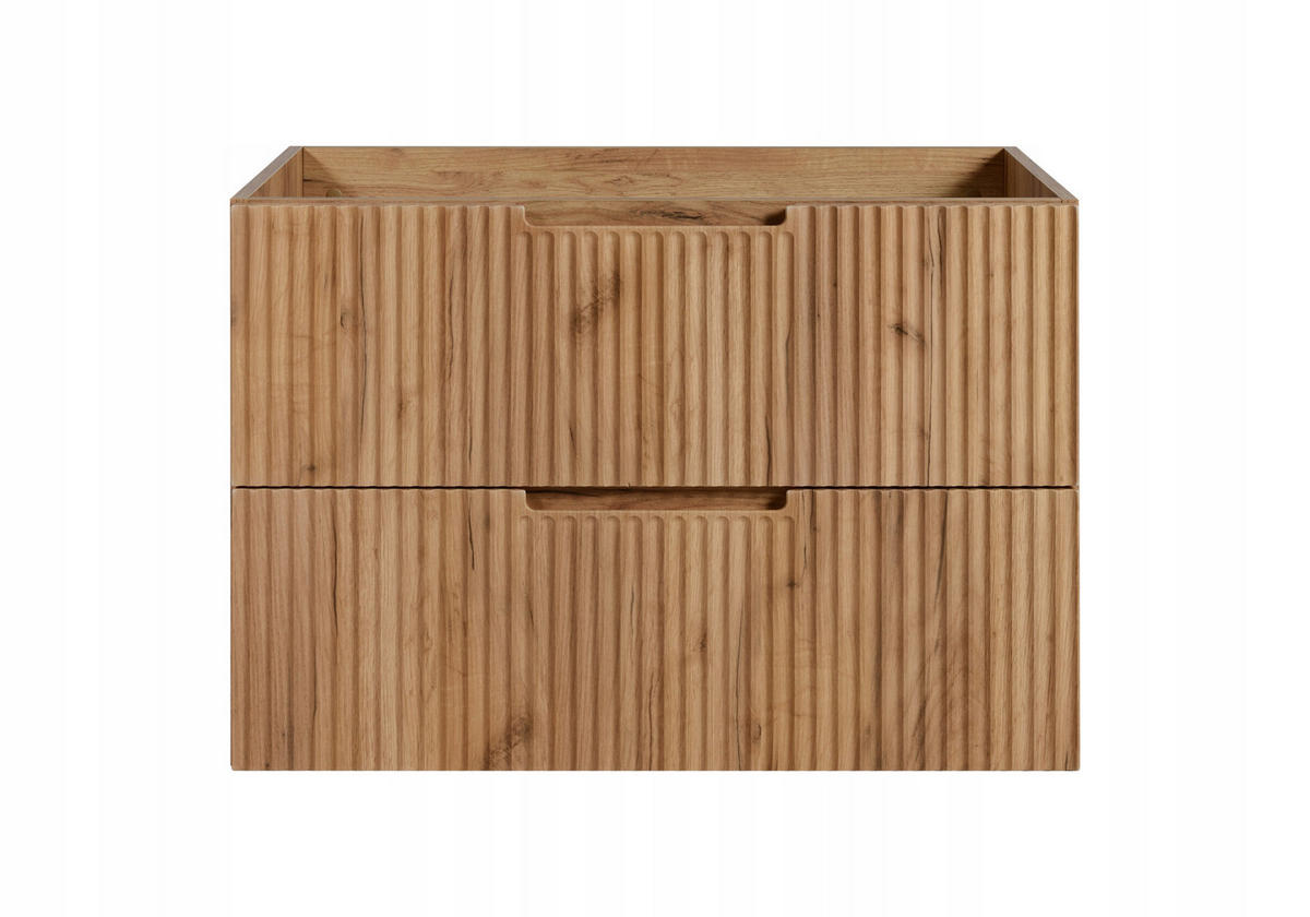 WASCHBECKUNTERSCHRANK VENA 100 cm mit Arbeitsplatte Farbe: Matt Schwarz mit einem Regal Gerillte Vorderseite Eichen Craft - Eichefarben/Schwarz, Holzwerkstoff (100/58/46cm) - Rodan