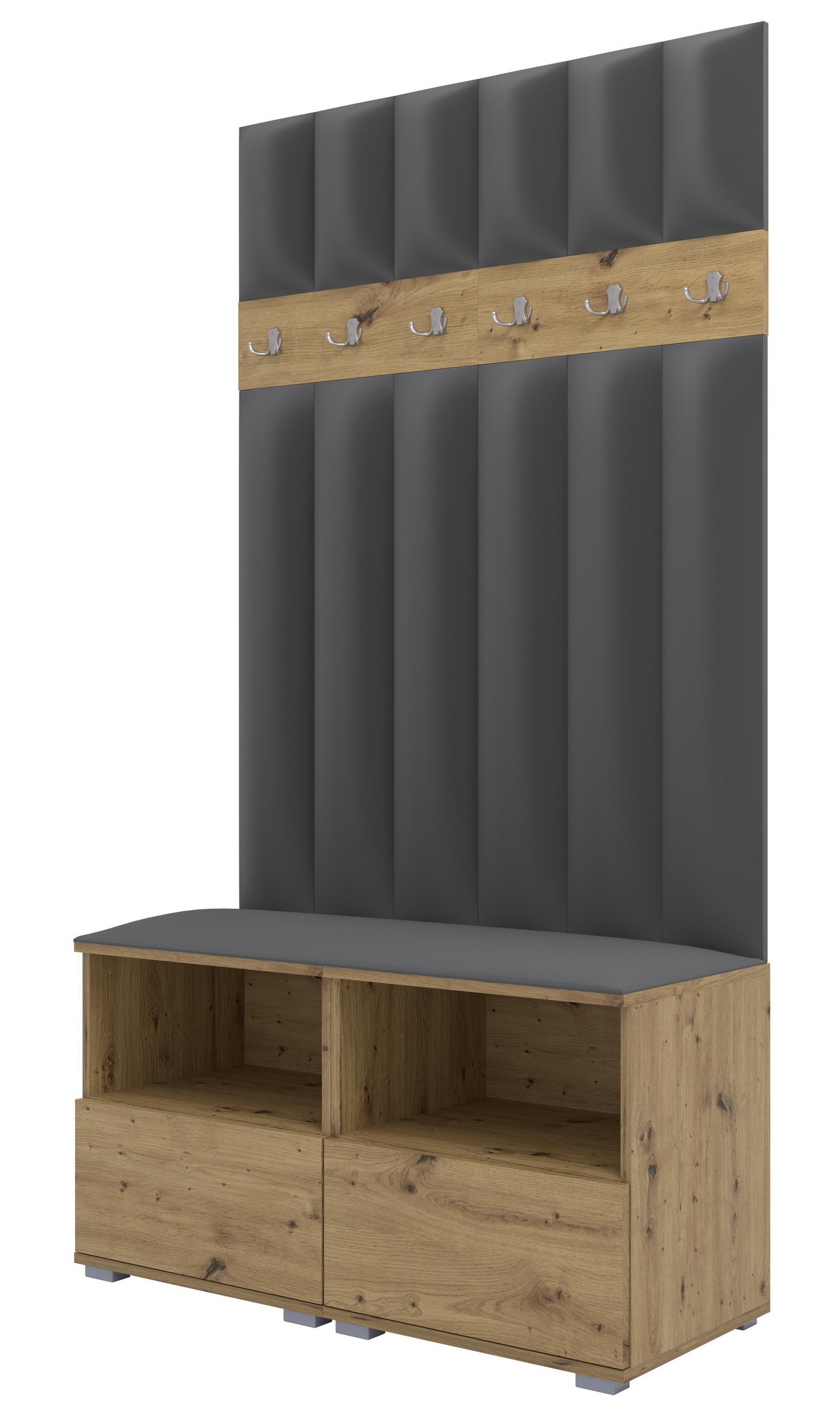 Ravio Gepolstert Eiche Artisan, Dunkelgrau 100x187x40 cm