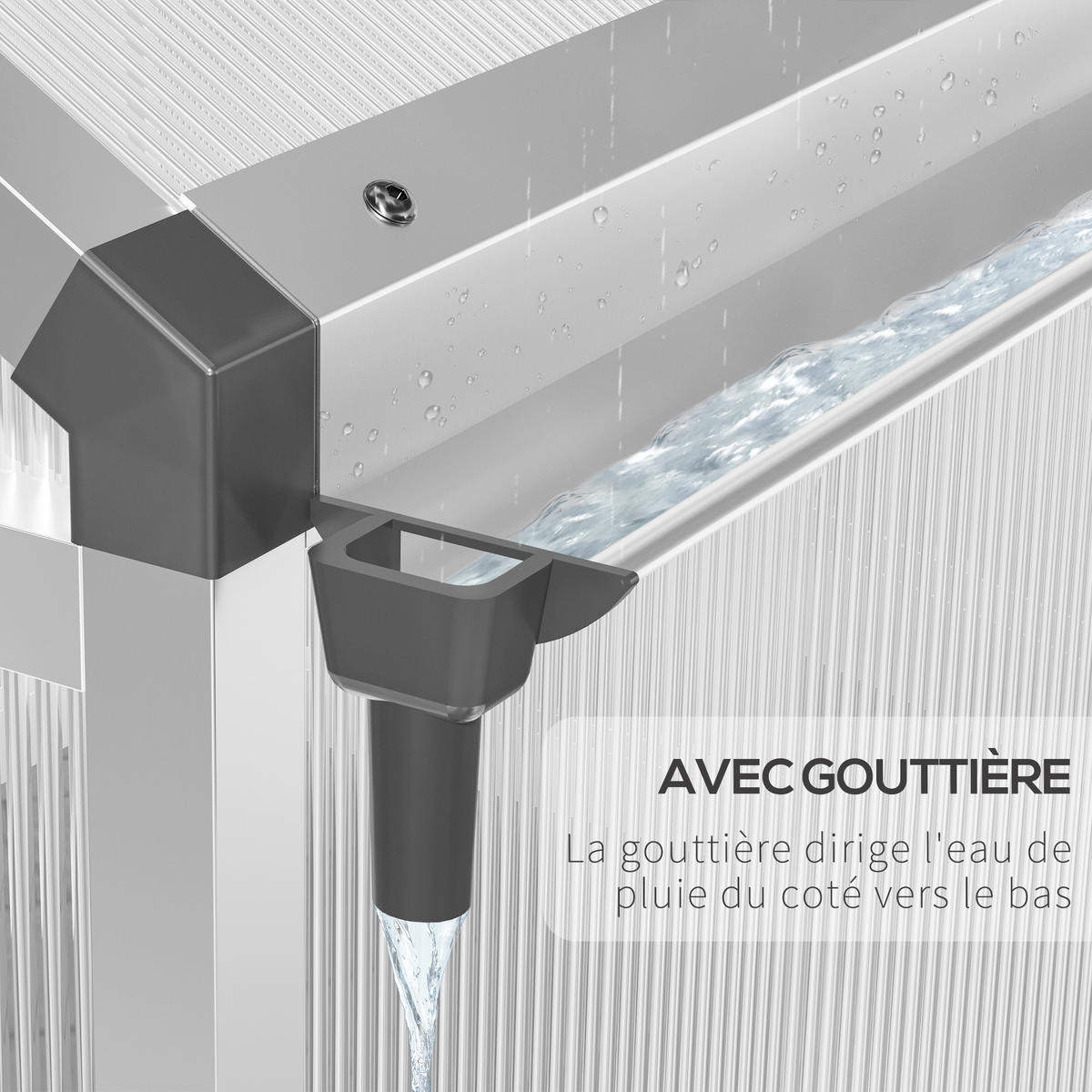 GEWÄCHSHAUS DE-11902 Aluminium Polycarbonat mit Dachluke Silber - Transparent, Metall (190/195/242cm) - ComfortXL