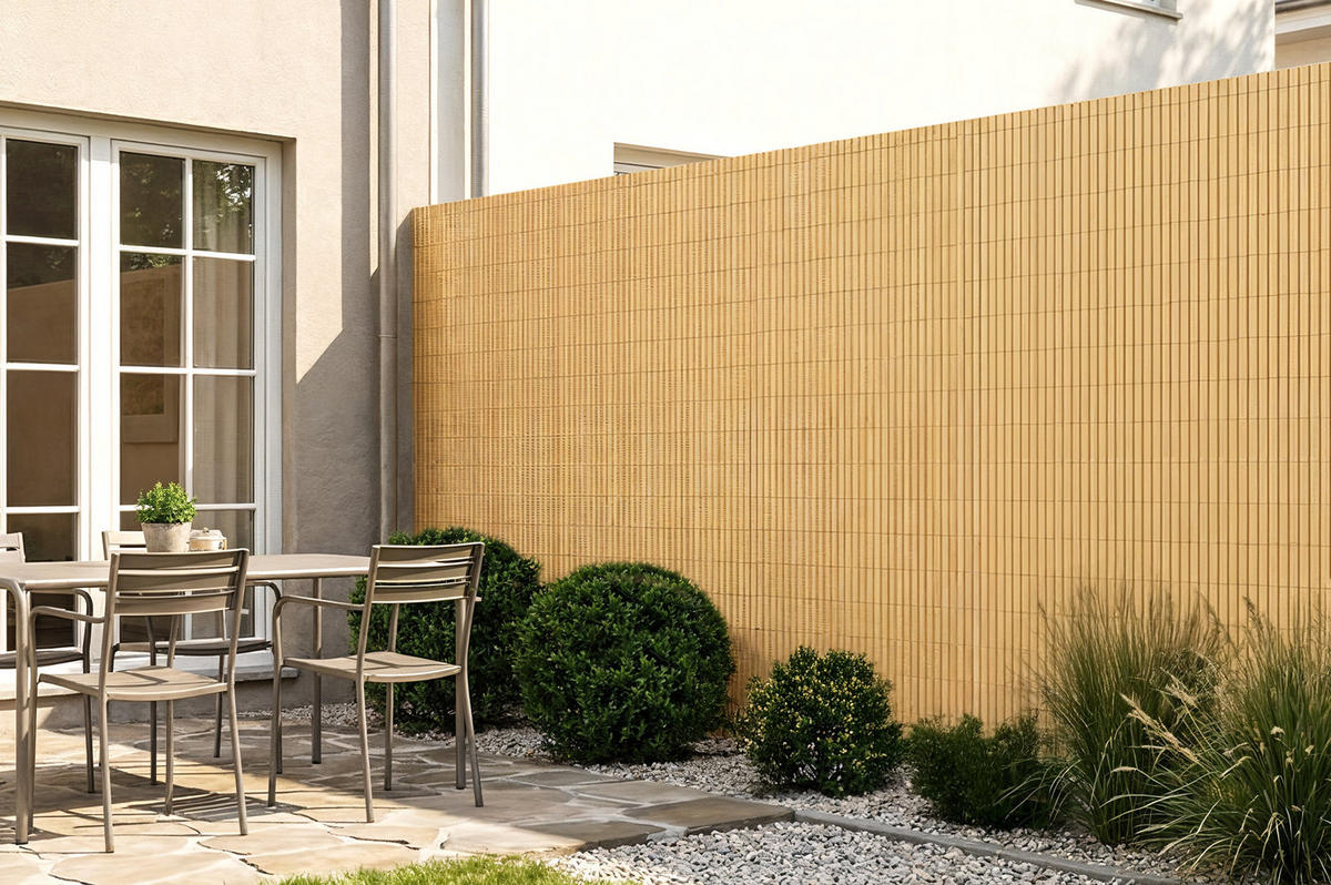 PVC Sichtschutzmatte VISO doppelseitig 3m x 1,8m Beige - Beige, Metall (300/180cm) - Casanoov