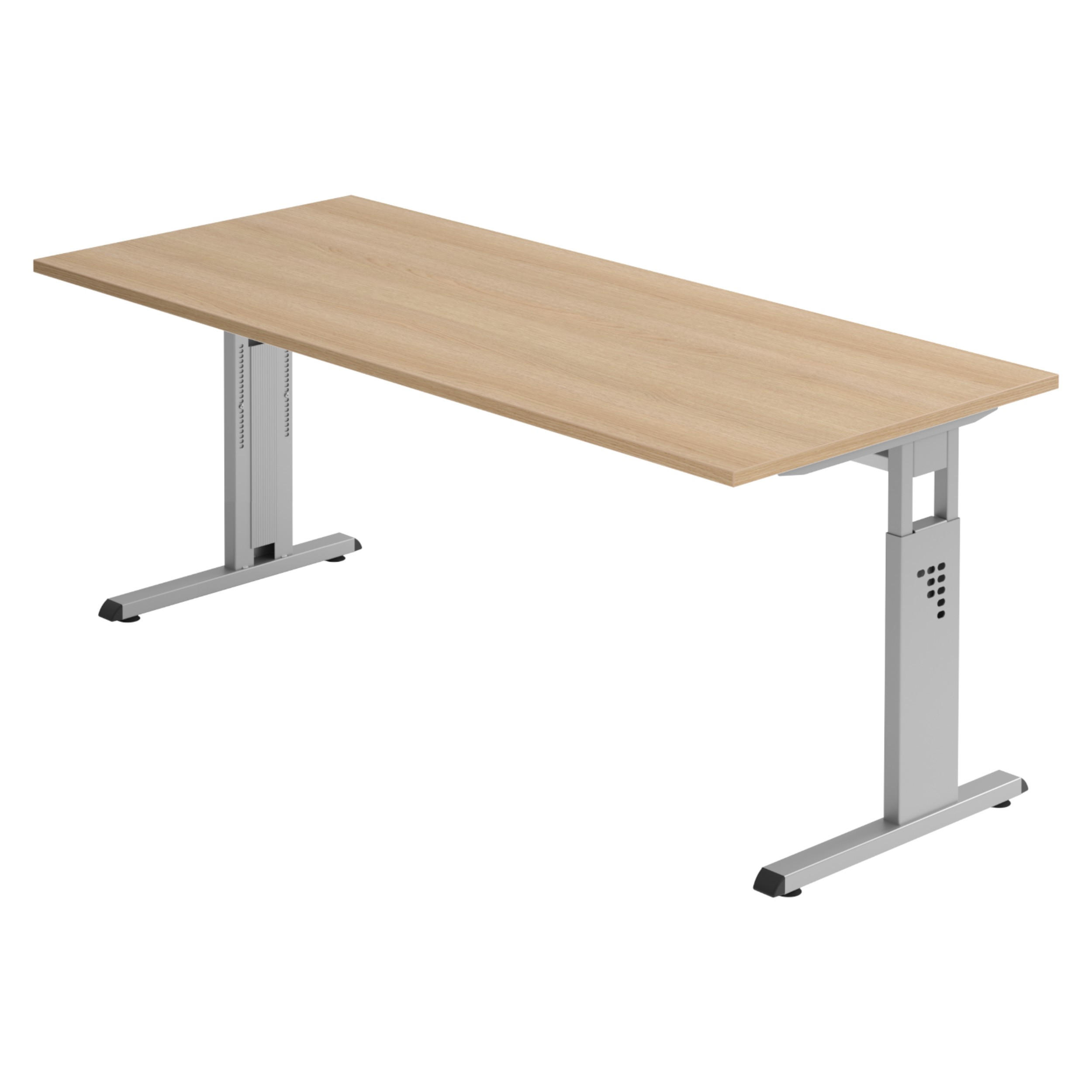 SCHREIBTISCH Serie-O 80/180/74 cm in Eichefarben/Silberfarben - Eichefarben/Silberfarben, Holzwerkstoff (80/180/74cm) - bümö