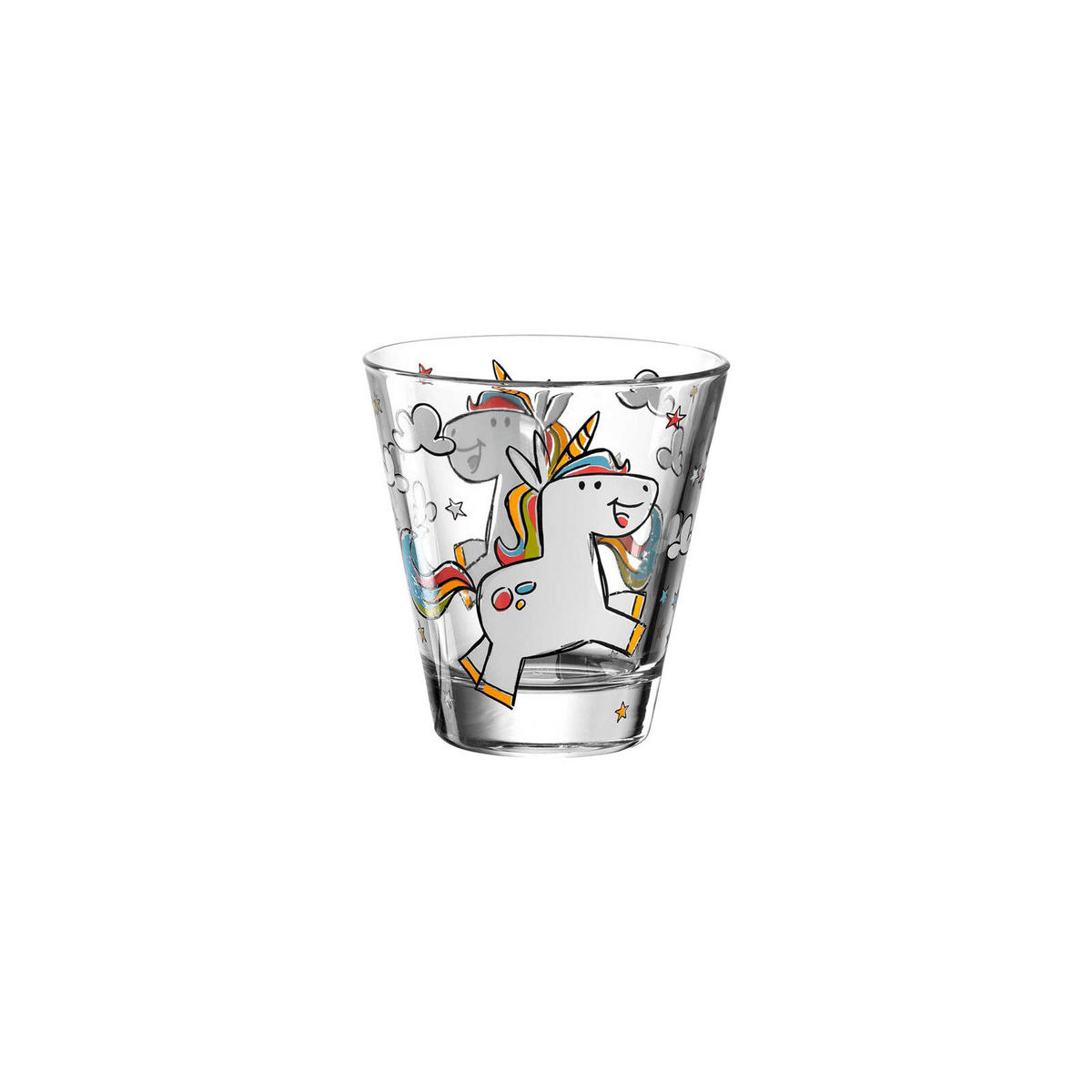 KINDERBECHER Bambini Einhorn & Flamingo 215 ml 2er Set - Pink/Weiß, Glas (0.215L) - Leonardo Living