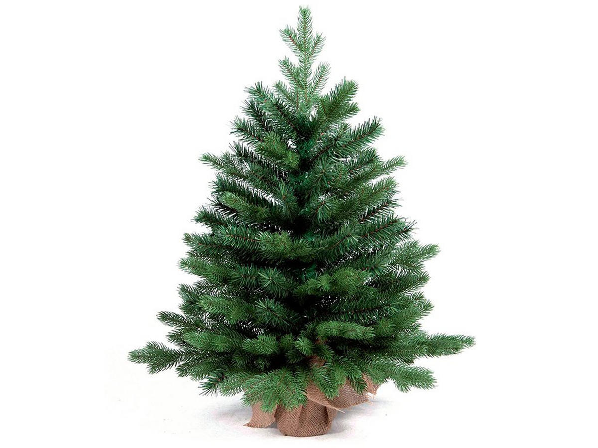 WEIHNACHTSBAUM künstlicher 60 cm mit LED-Beleuchtung, ROTEWEIHNACHTEN II, mit 34 Weihnachtsbaumschmuck, Pflanztopf mit Jutesack - Rot/Grün, Kunststoff/Stein (40/60cm) - LAALU