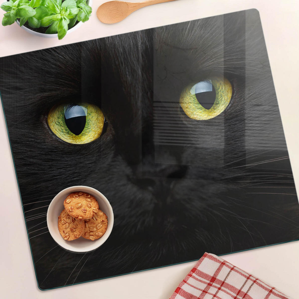 GLASPLATTE 60x52 cm Katzenaugen - Hellgrau/Schwarz, Glas (60/52cm) - TULUP