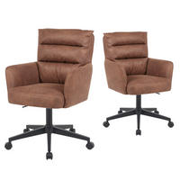 BÜROSTUHL Mika-Riko 2er-Set - Schwarz/Braun, Textil/Metall (59/91/66cm) - DUBI Möbel