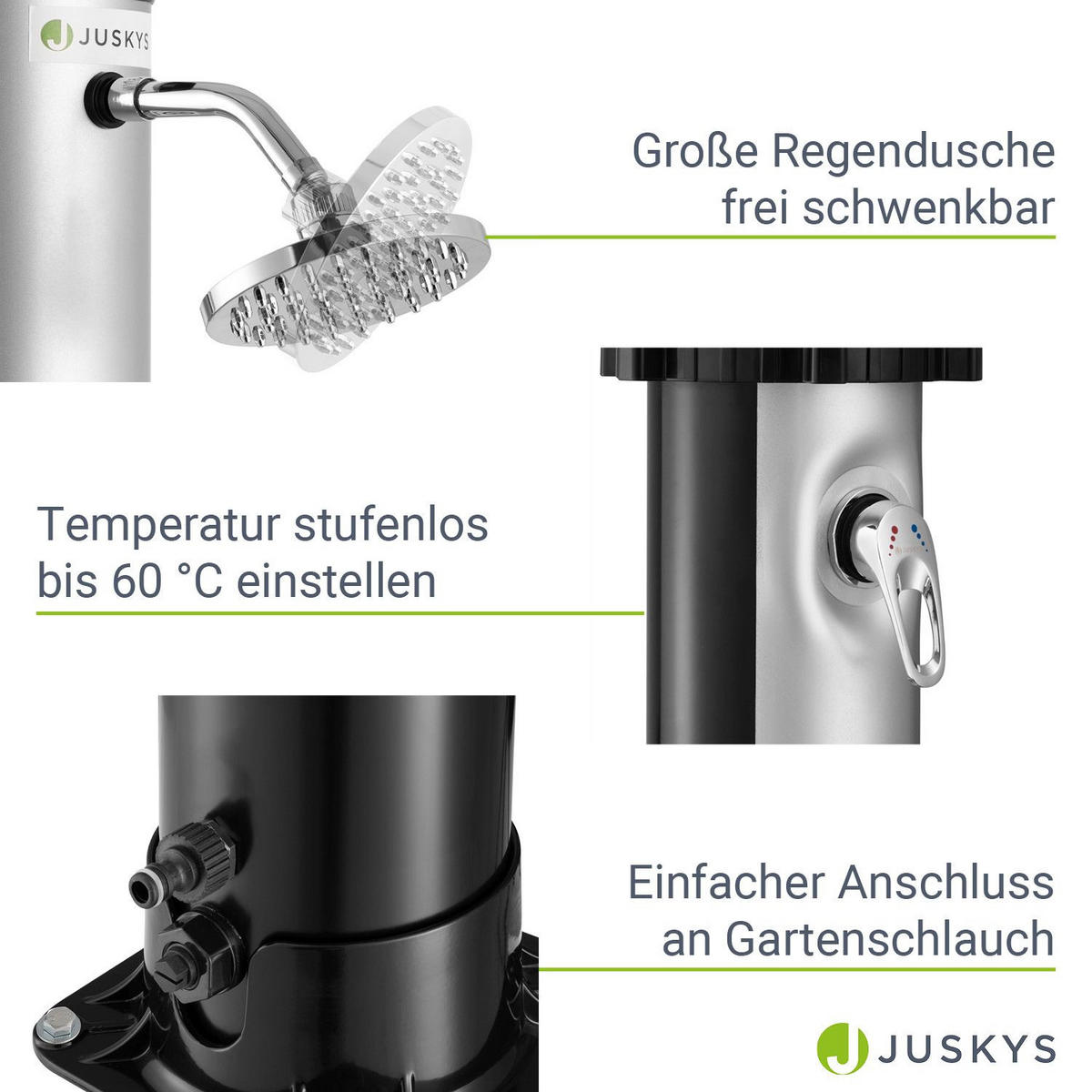 SOLARDUSCHE Victoria 40 Liter - Schwarz, Kunststoff (16/227/227cm) - Juskys