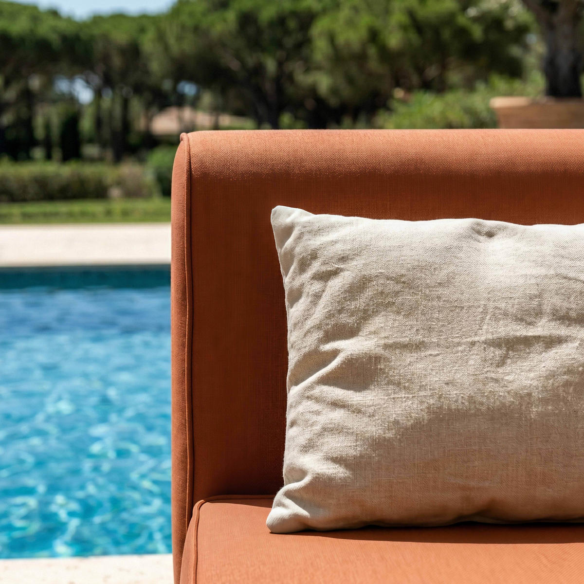 CHAISELONGUE, Terrakotta - Orange, Textil (72/78/153cm) - Oviala