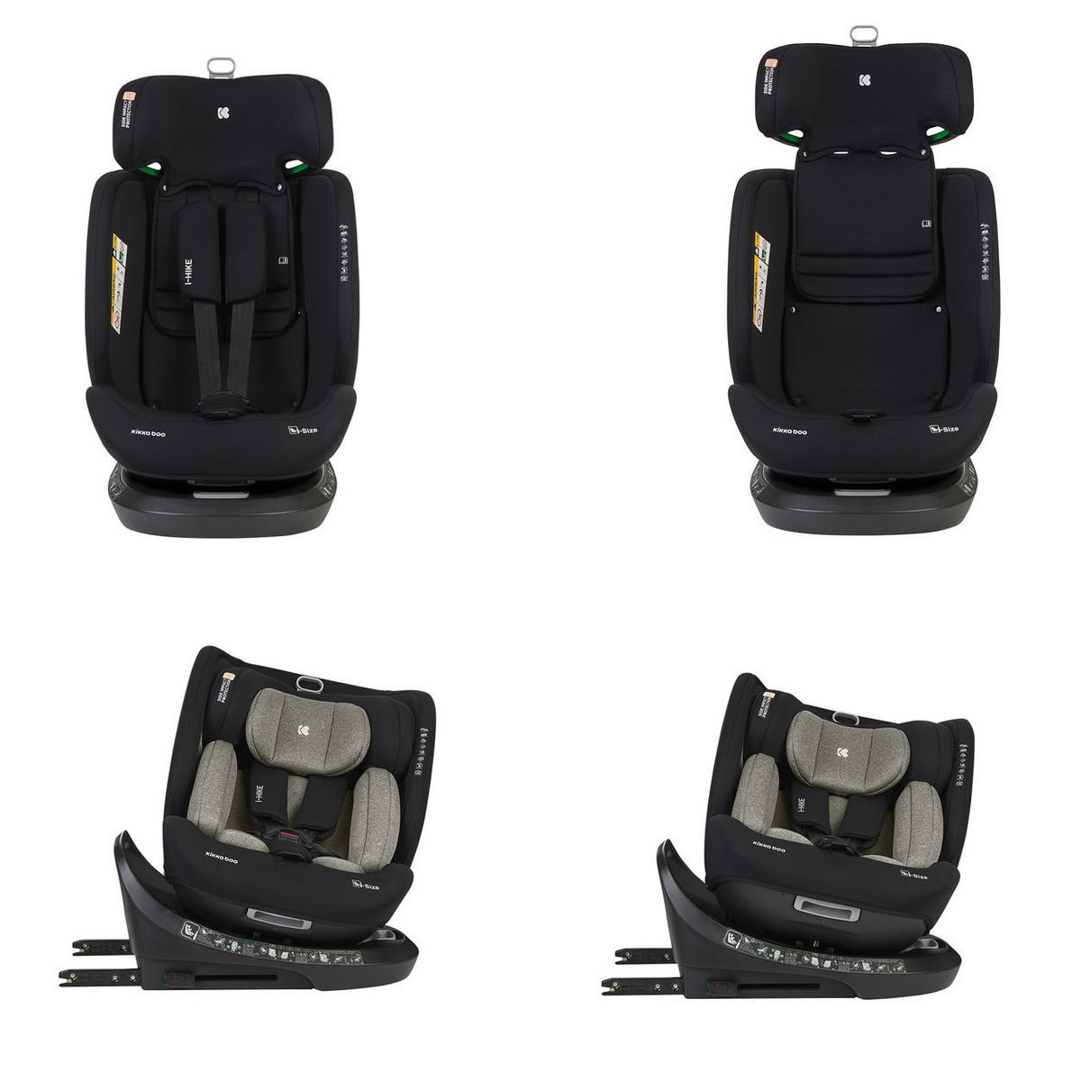 KINDERSITZ i-Size i-Hike dunkelgrün (40-150 cm) Isofix, 360° drehbar, verstellbar - Grün, Kunststoff (44/58/53cm) - Kikka boo