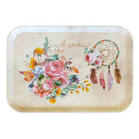 TABLETT Traumfänger, rechteckige Melamin Serviertablett 38x26 cm - Beige, Kunststoff (26/2/38cm) - Lashuma