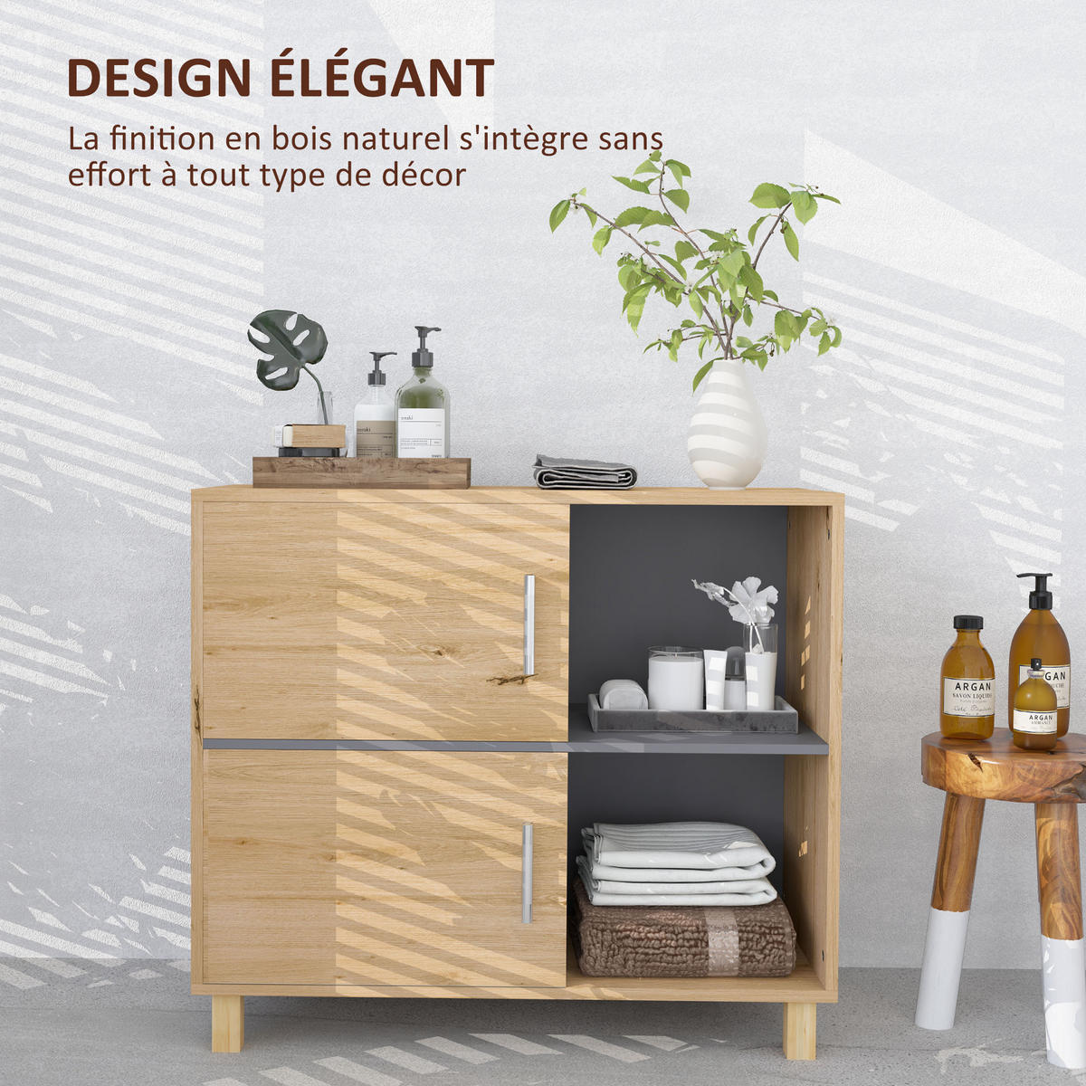 MIDISCHRANK DE-12444 80/35/70 cm mit offenen Fächern Naturholz - Naturfarben, Holzwerkstoff (35/70/80cm) - ComfortXL