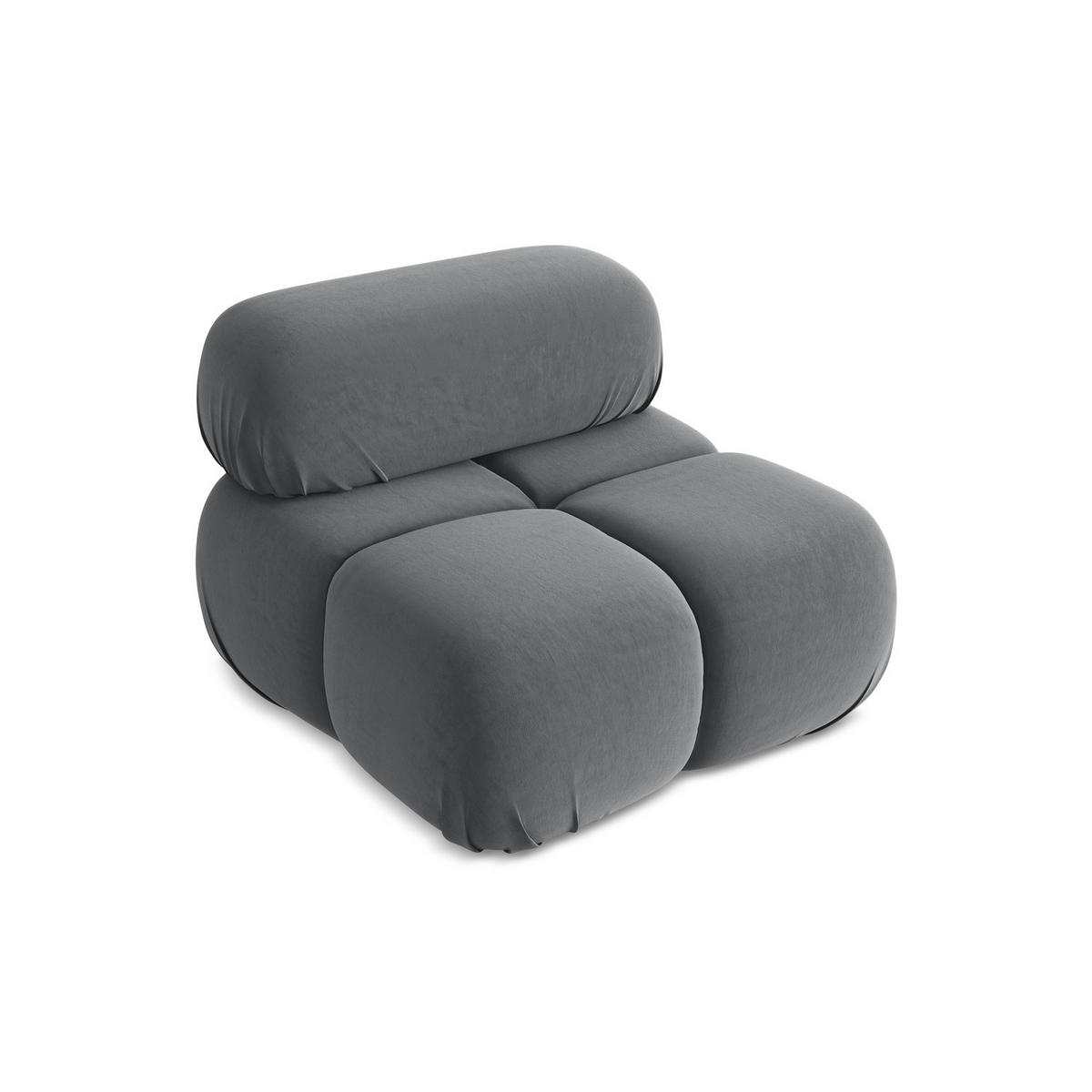 SESSEL Samt Stoff Grau - Dunkelgrau/Schwarz, Kunststoff/Textil (96/70/95cm) - LaMiaSofa