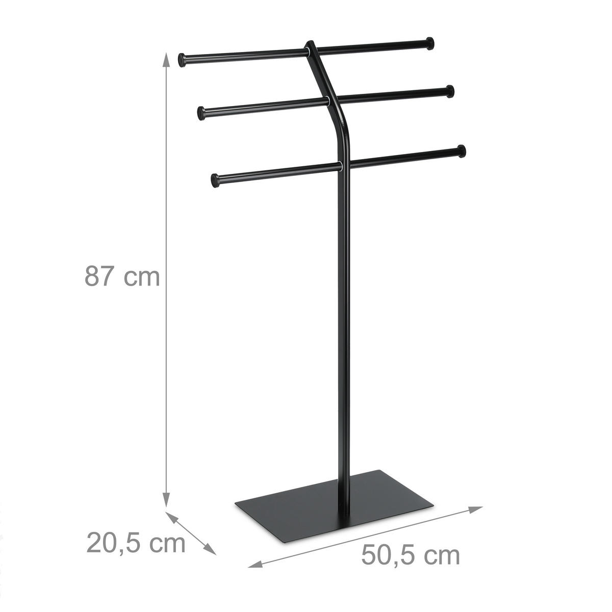 HANDTUCHHALTER - Schwarz, Kunststoff/Metall (50.5/87/20.5cm) - Relaxdays