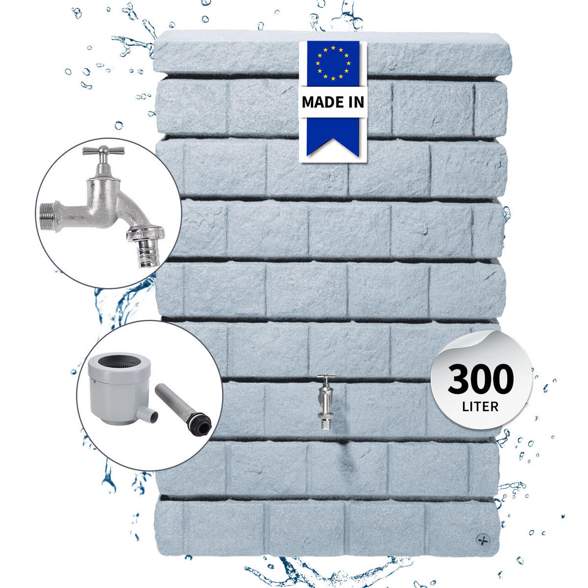 JUNIOR Wandtank Komplett-Set 300 L lighte - Hellgrau, Kunststoff (40/118/80cm) - GARANTIA