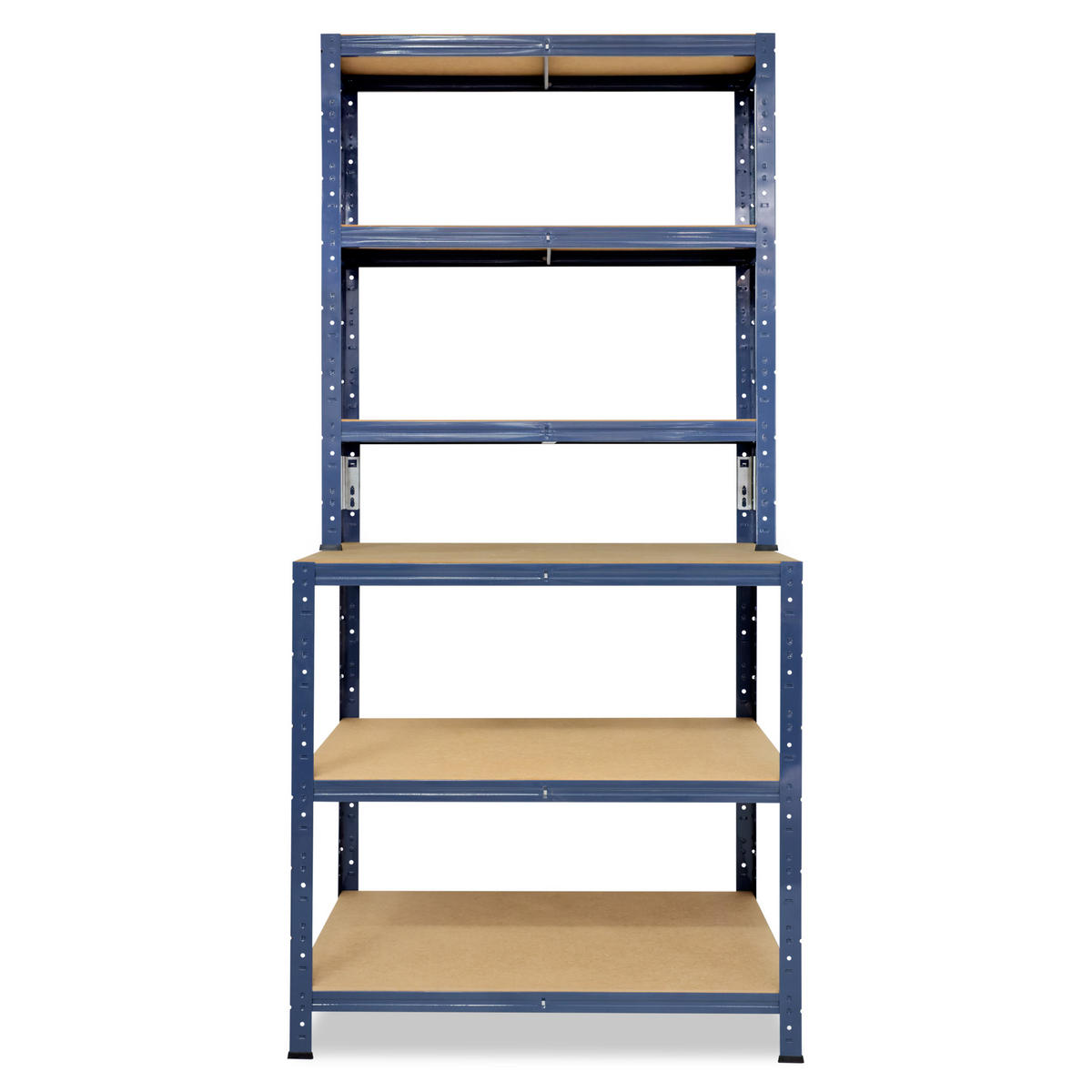 WERKBANK Regal HOME 190x100x60 cm in blau mit 6 Böden und 145 kg Traglast pro Boden - Blau, Metall (100/190/60cm) - shelfplaza