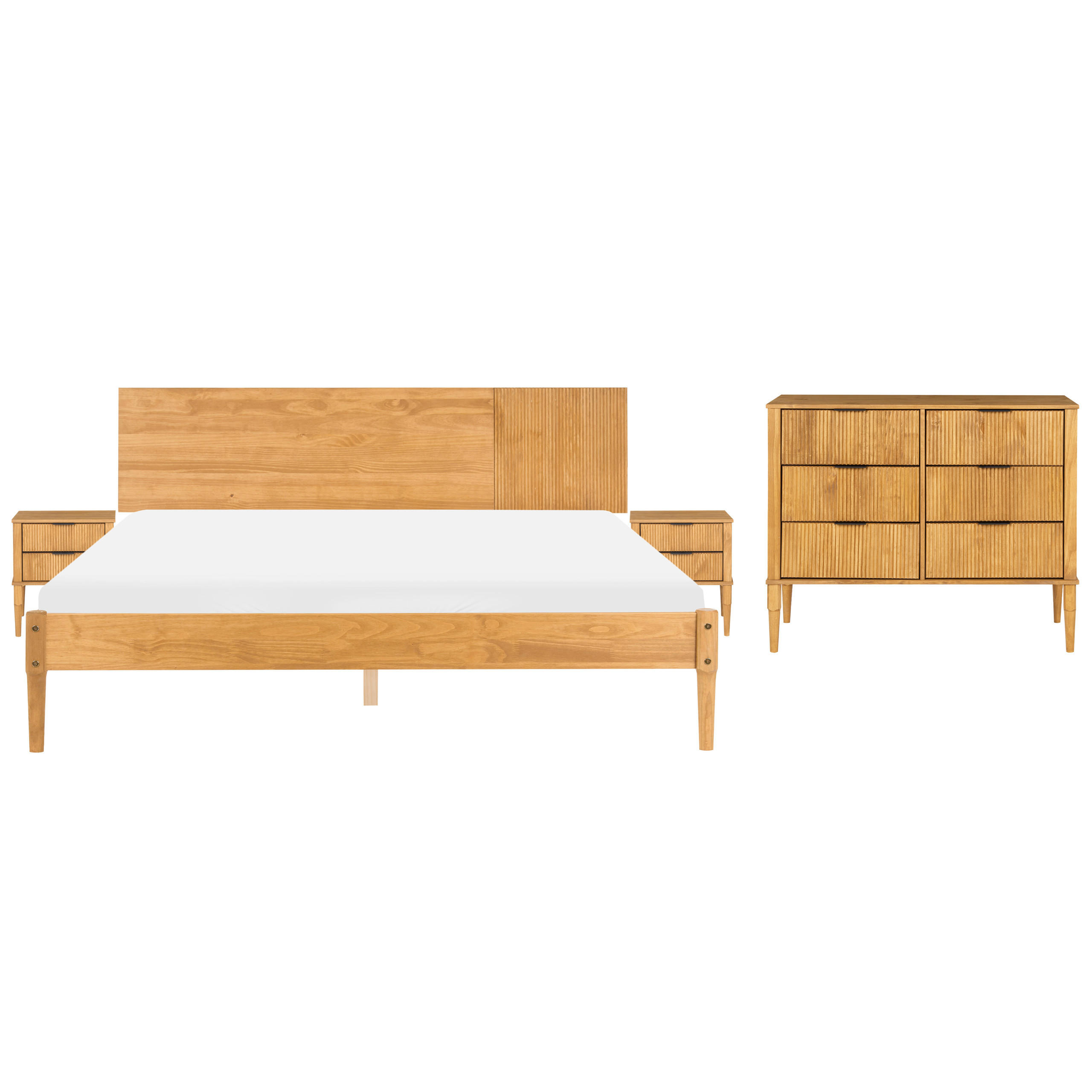 Beliani Schlafzimmer Hellbraun, Braun 180x200 cm