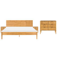 SPALNI KOMPLET borov les 180/200 cm svetlo rjava Flavignac - svetlo rjava/rjava, les (180/200cm) - Beliani