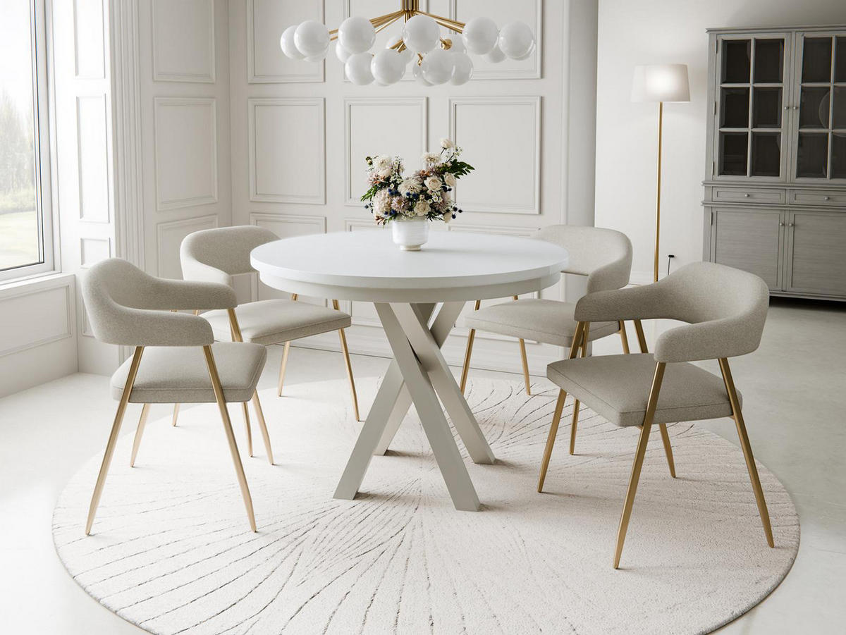 ESSTISCH LOFTO Weiß +Kaschmir - Weiß, Holzwerkstoff (100/100/77cm) - Compleo24