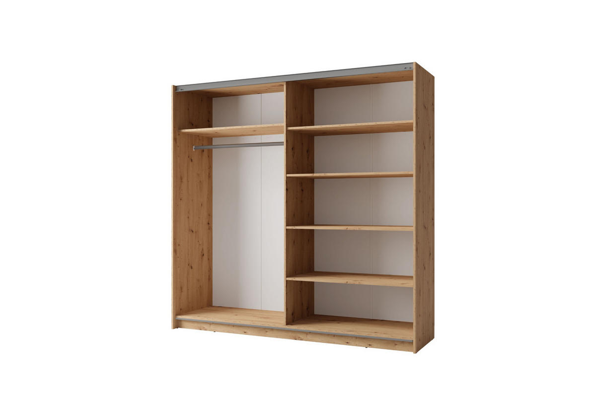 SCHWEBETÜRENSCHRANK ARLO I 150/207 cm in Eiche Artisan mit Spiegel - Eiche Artisan, Holzwerkstoff (151/59/207cm) - Deine Möbel 24
