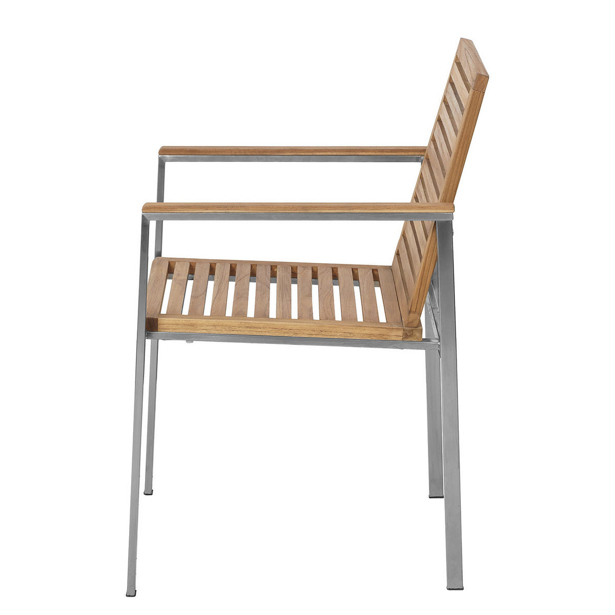 GARTENSTUHL - Teak massiv / Edelstahl - Teak / Silber - 2er-Set - Silberfarben/Braun, Holz/Metall (55/86/58cm) - home24