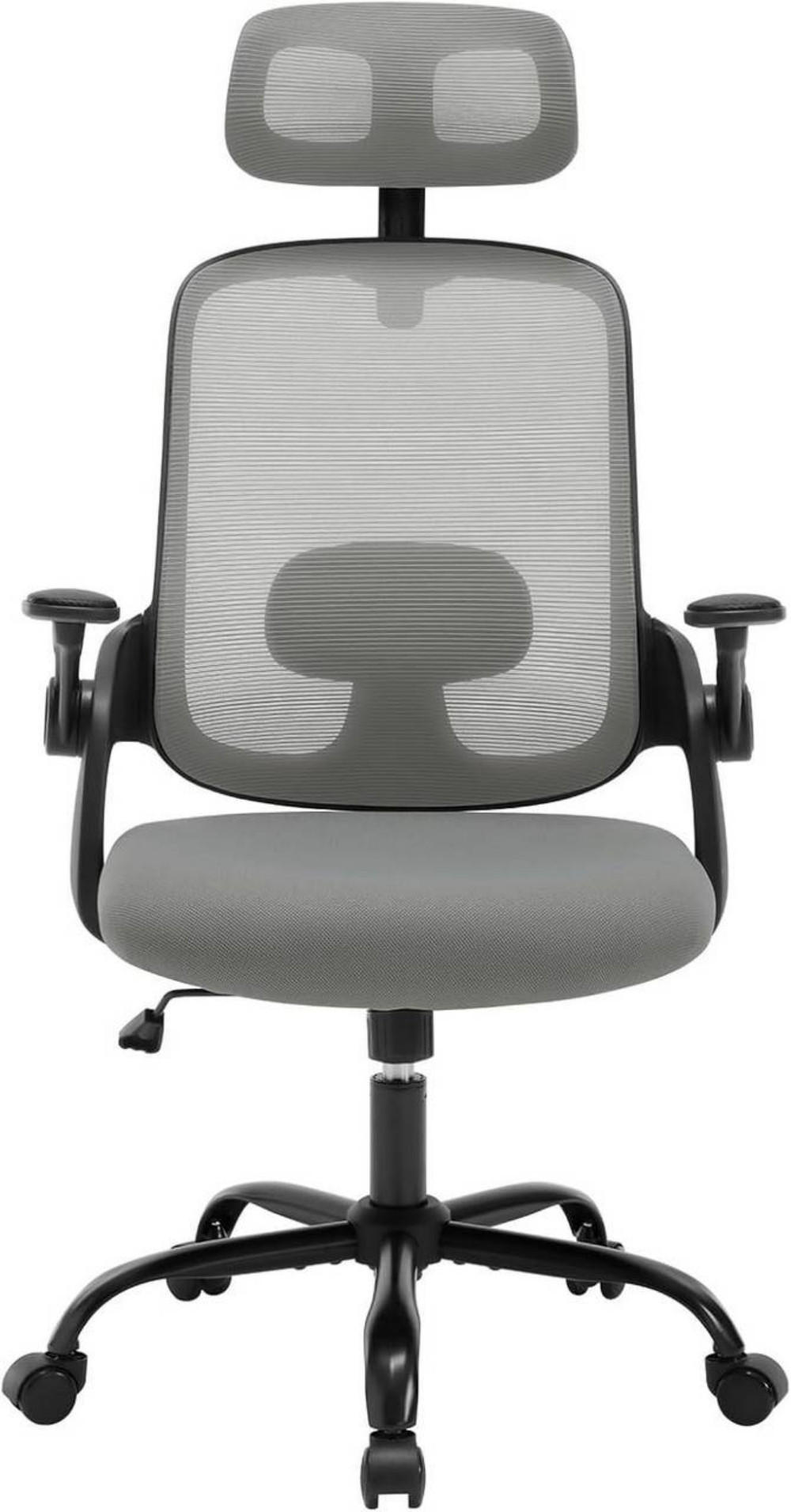 DREHSTUHL mit Wippfunktion, Netzstoff, Grau - Schwarz/Grau, Kunststoff/Textil (63.5/109.5/50cm) - Woltu