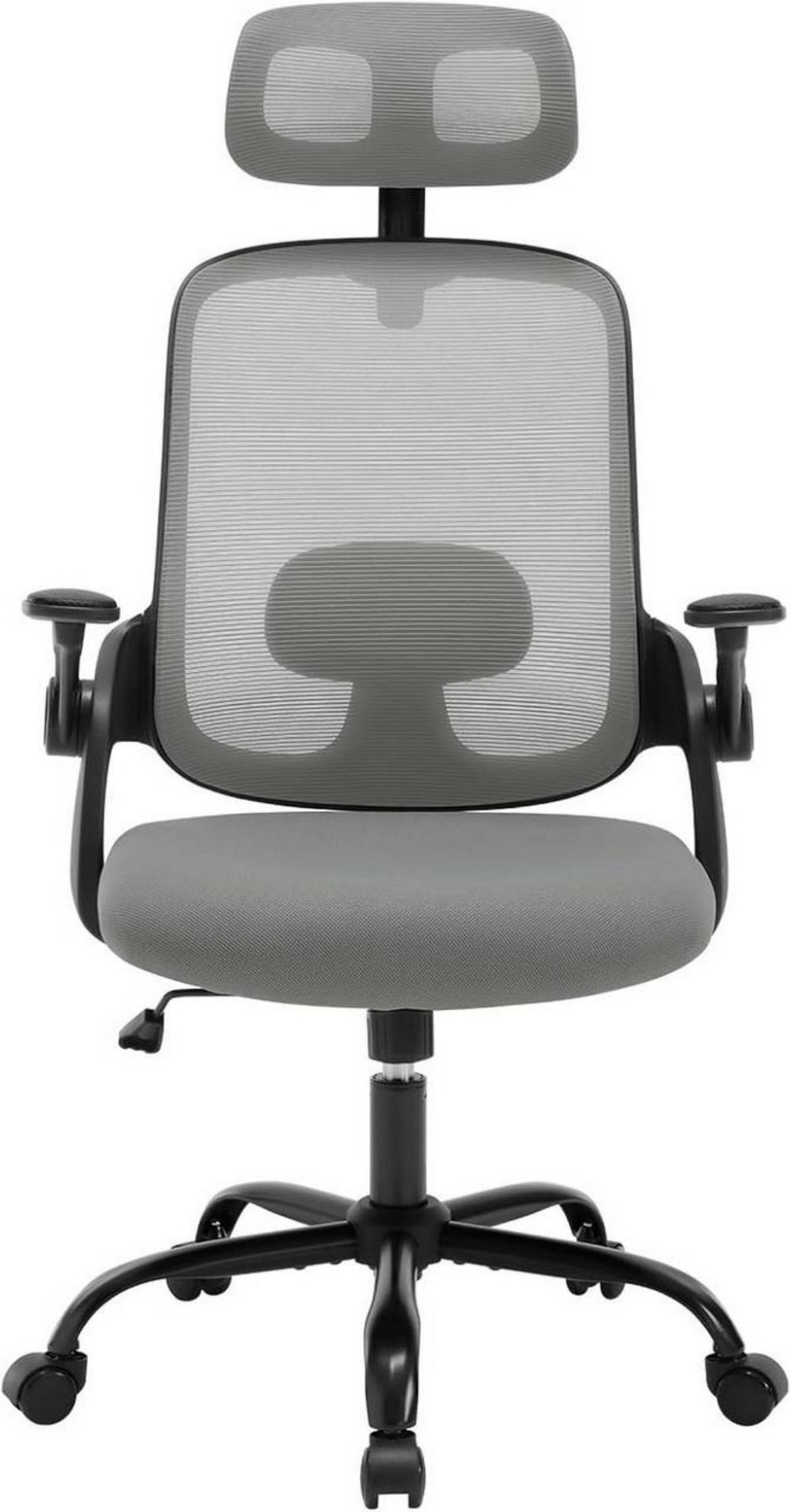 DREHSTUHL mit Wippfunktion, Netzstoff, Grau - Schwarz/Grau, Kunststoff/Textil (63.5/109.5/50cm) - Woltu