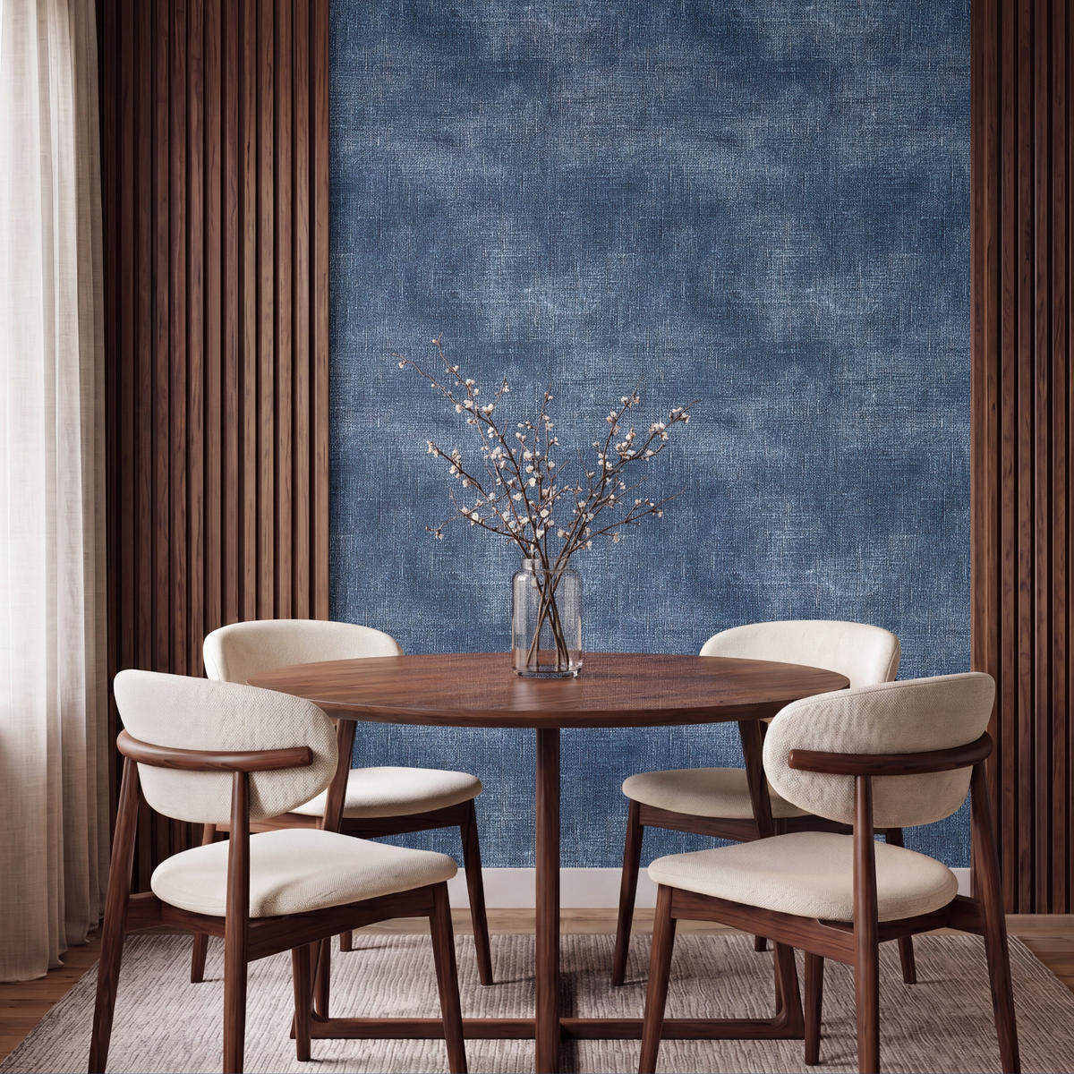 TAPETE - Leinen - Textur - Muster - Denim - Rustikal - 160x220 cm - Blau, Papier (160/220cm) - OnlyWow