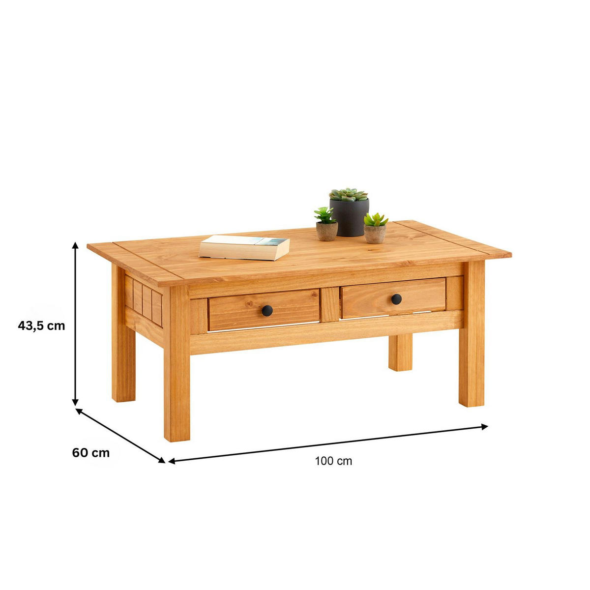 COUCHTISCH CANCUN - Kieferfarben, Holz (60/100/44cm) - IDIMEX