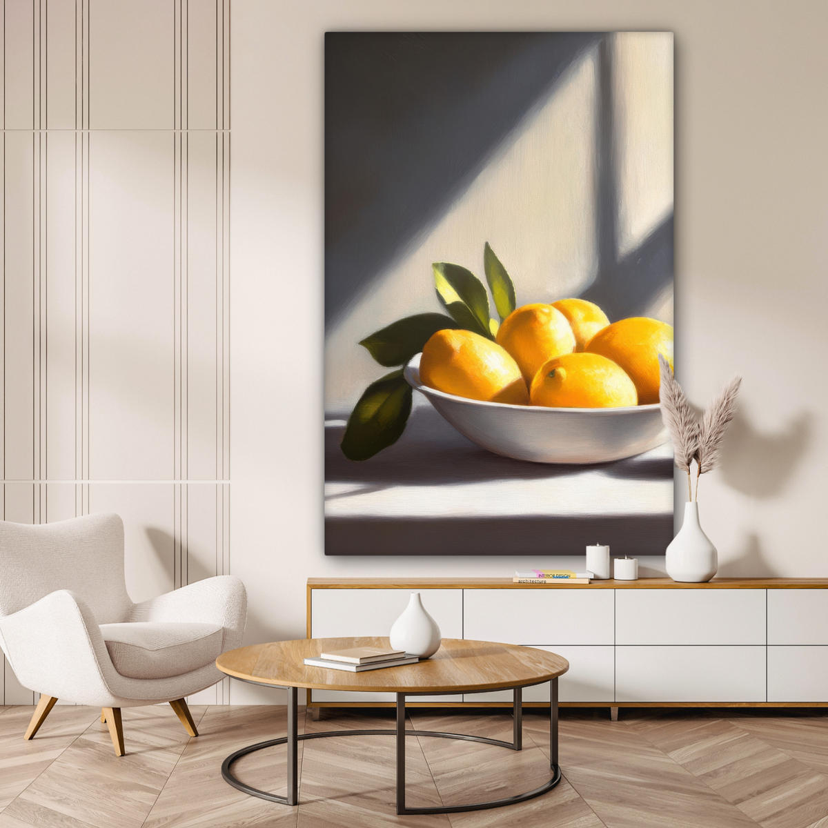 LEINWANDBILD Zitronen - Stilleben - Gelb 90x140 cm - Gelb, Textil (90/140cm) - MuchoWow