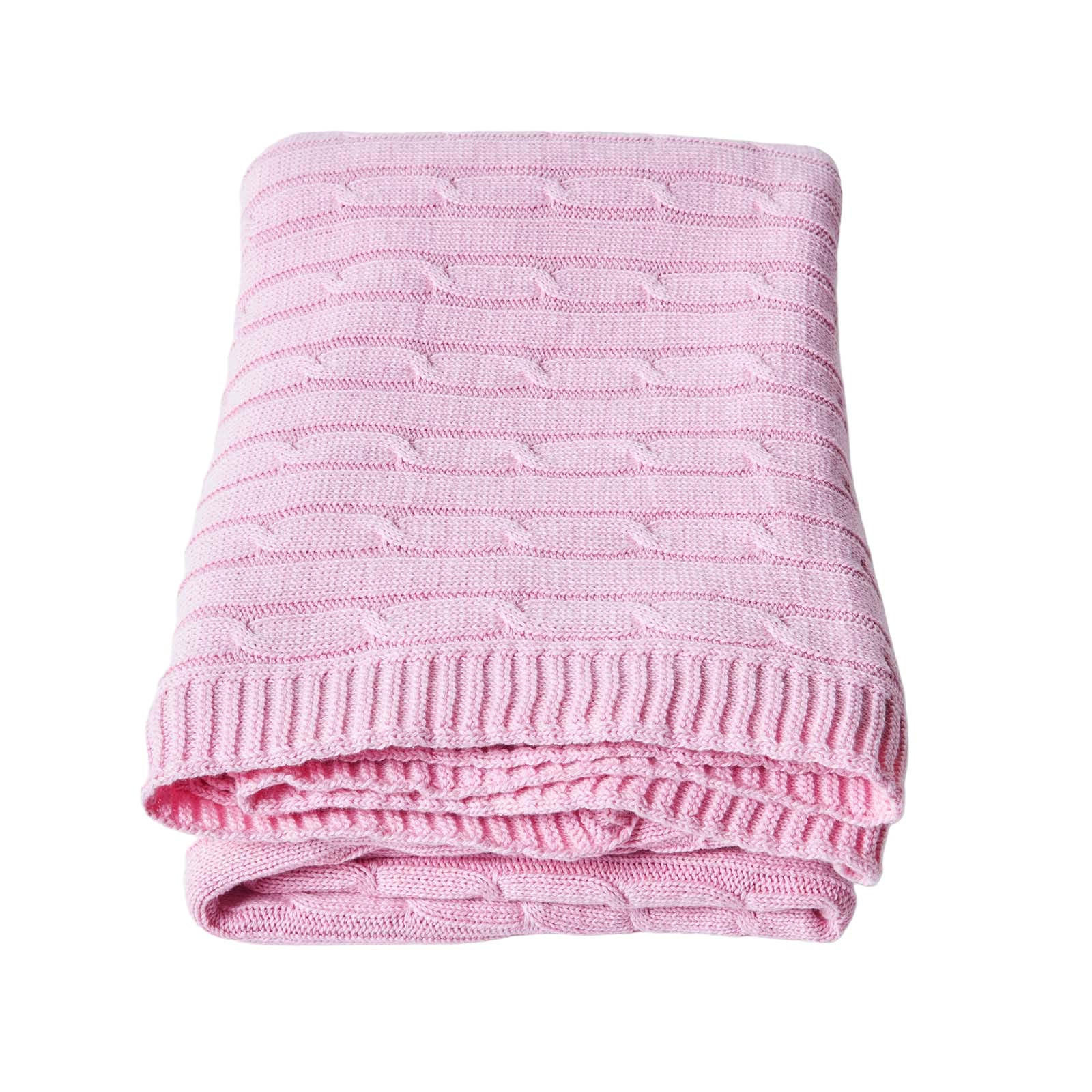 STRICKDECKE 130/170 cm, Baumwolle mit Zopfmuster - Rosa, Textil (130/170cm) - Homescapes