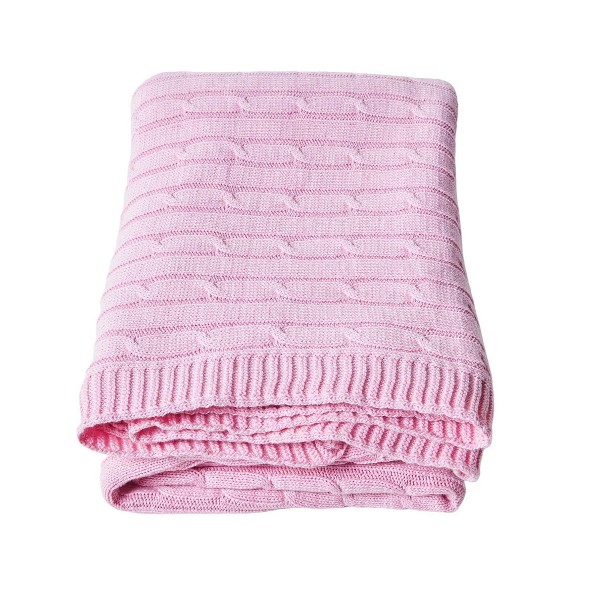 STRICKDECKE 150/200 cm, Baumwolle mit Rautenmuster - Rosa, Textil (150/200cm) - Homescapes