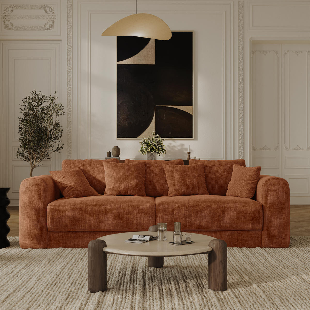 SCHLAFSOFA mit Stauraum in Nussbaum RIO Köpergewebe Terrakotta 250cm - Dunkelorange/Terracotta, Textil (250/90/95cm) - Sia Home