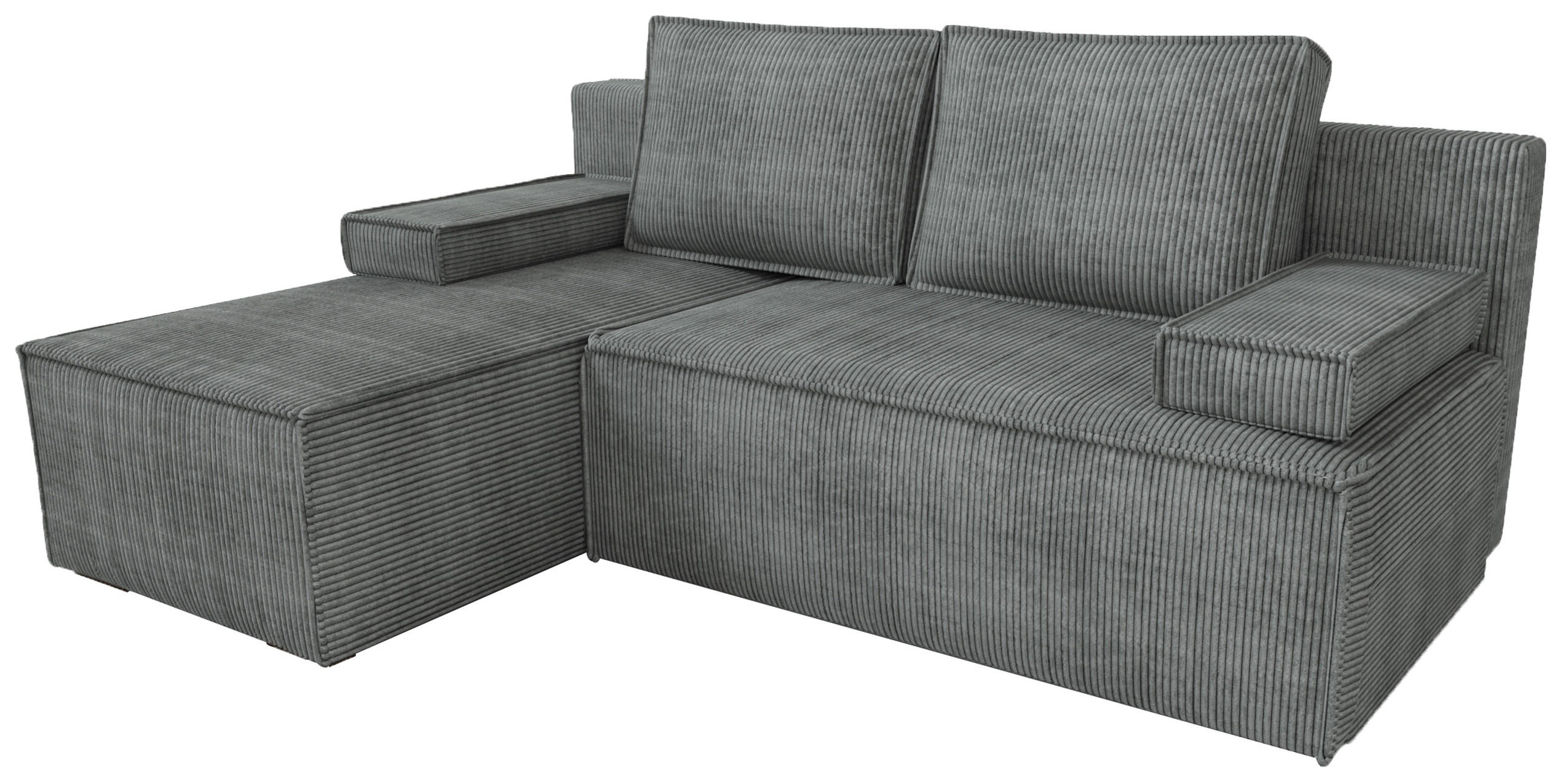 ECKSOFA Caspar mit Schlaffunktion Grau Cord - Grau, Textil (200/141cm) - Bromarkt