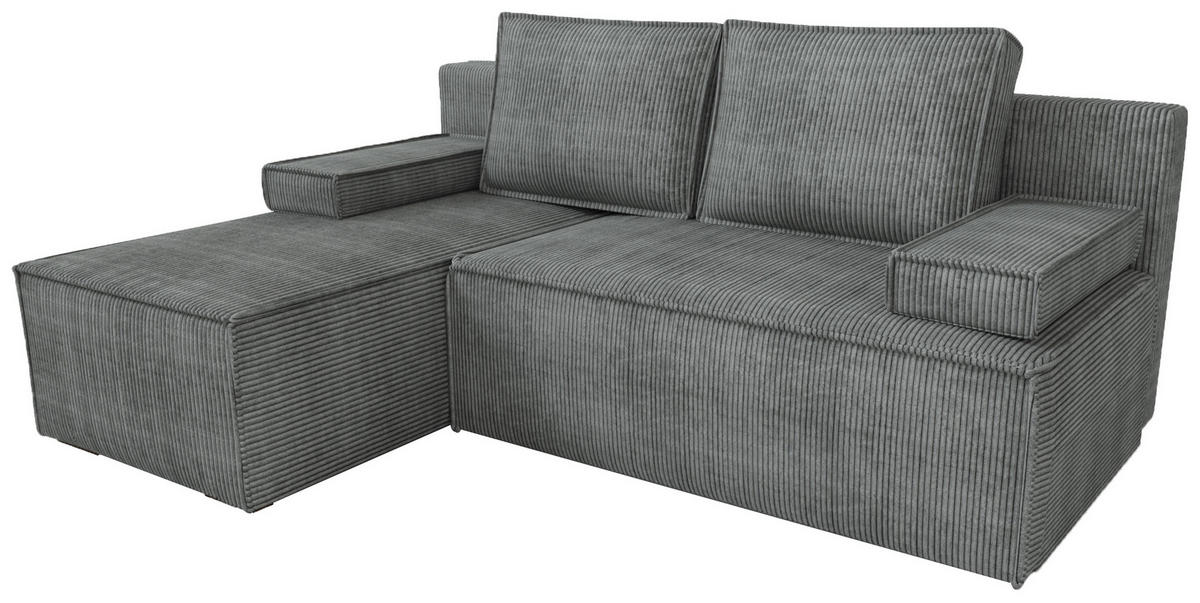 ECKSOFA Caspar mit Schlaffunktion Grau Cord - Grau, Textil (200/141cm) - Bromarkt