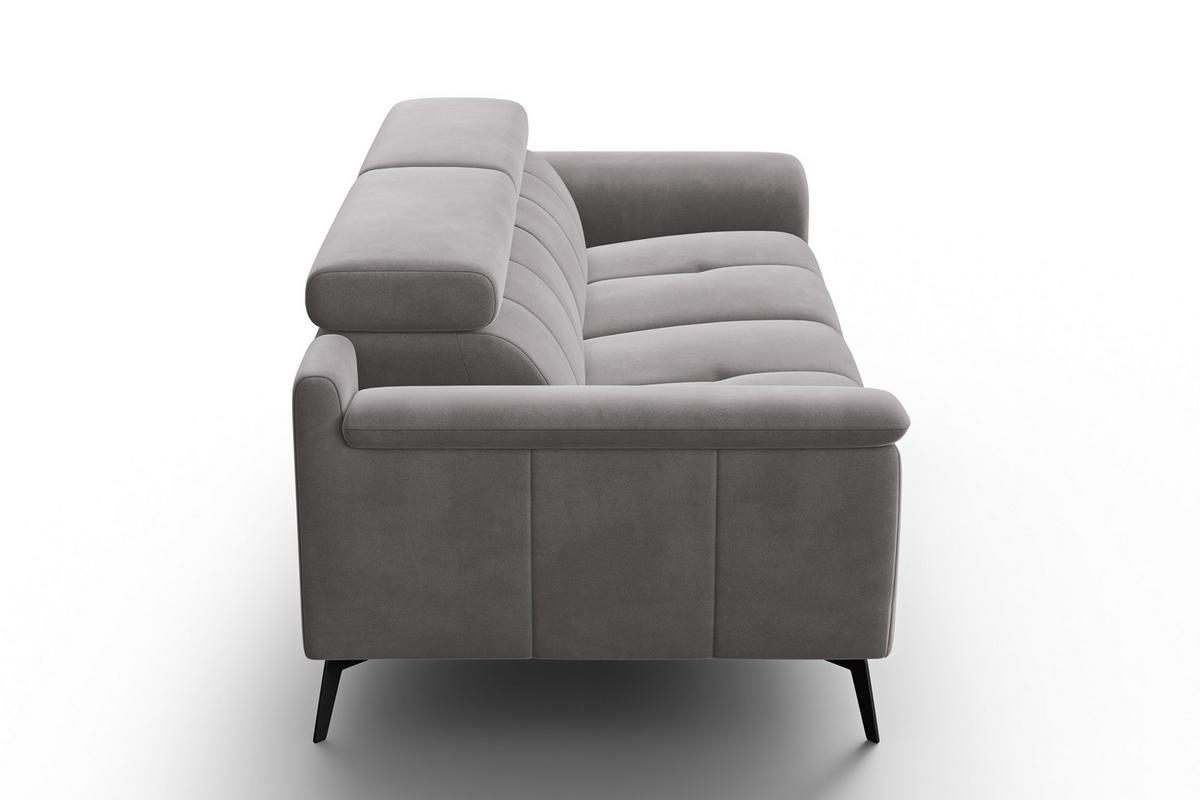 SOFA FIERO 3-Sitzer, Dunkelgrauer Veloursstoff - Dunkelgrau/Schwarz, Holz/Textil (212/82/103cm) - Courtois Laville