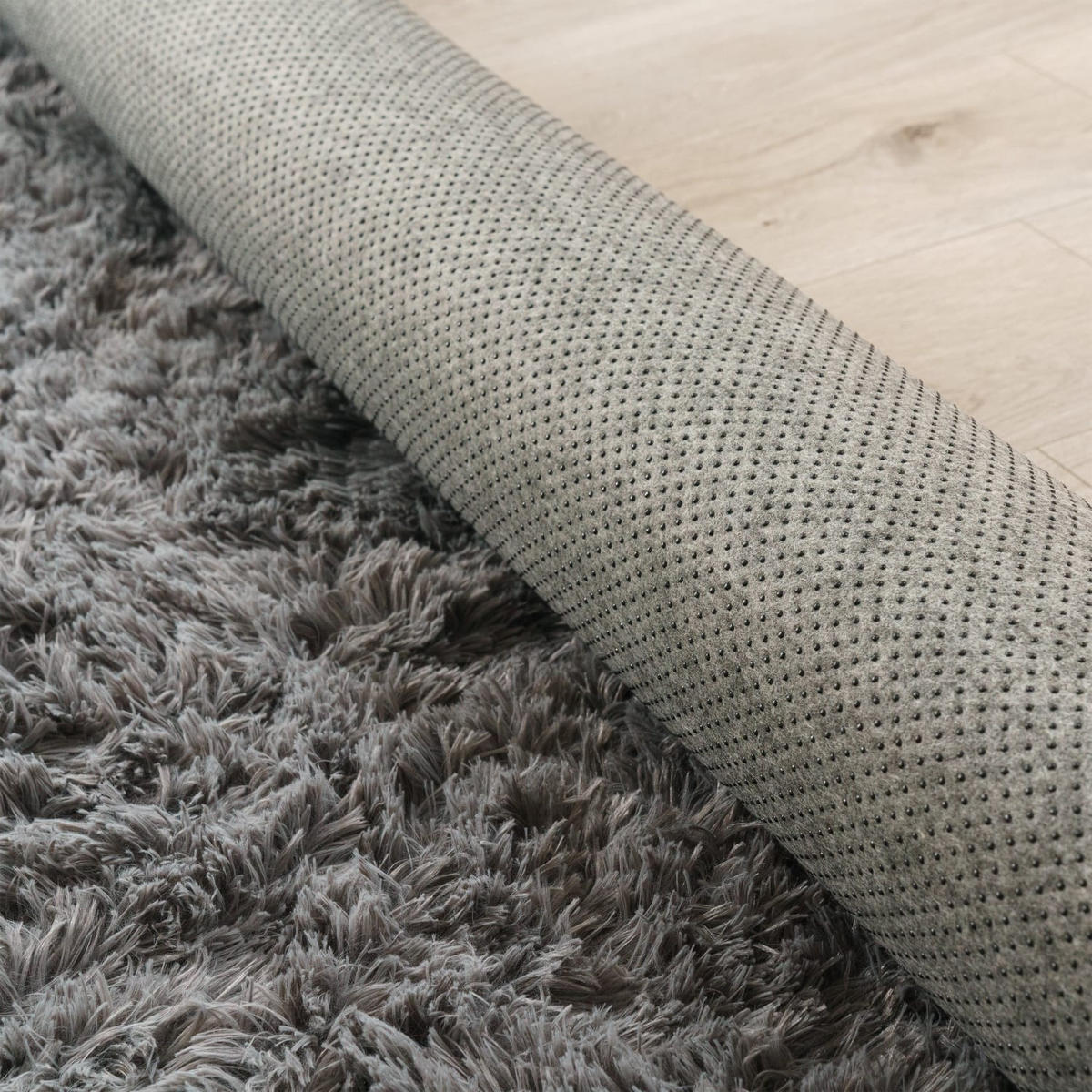 TEPPICH Hochflor Shaggy waschbar Unifarben Schlafzimmer schmutzabweisend Grau Rechteckig 140x200 - Grau, Textil (140/200cm) - KADIMA DESIGN